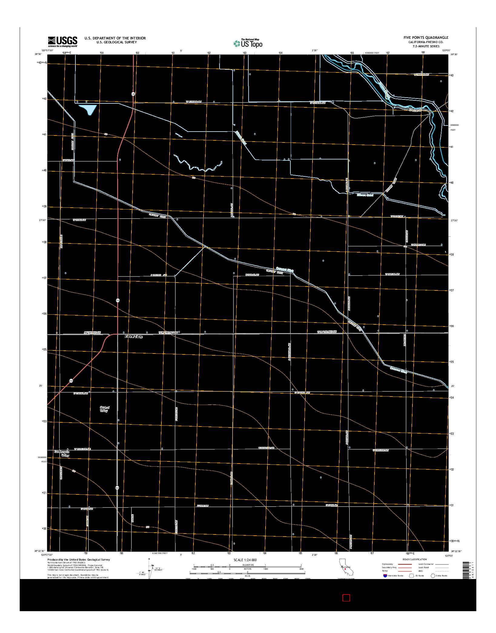 USGS US TOPO 7.5-MINUTE MAP FOR FIVE POINTS, CA 2015