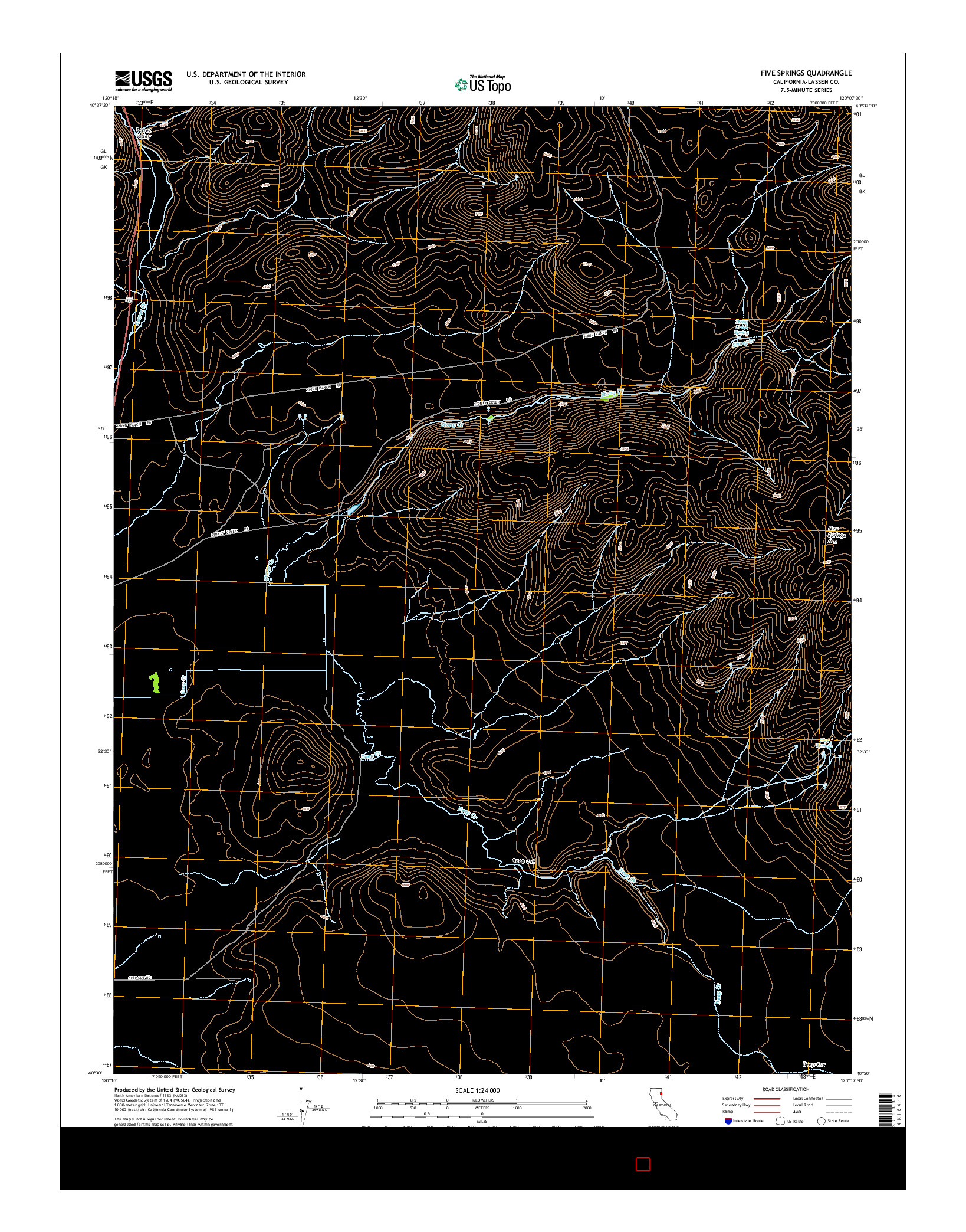 USGS US TOPO 7.5-MINUTE MAP FOR FIVE SPRINGS, CA 2015