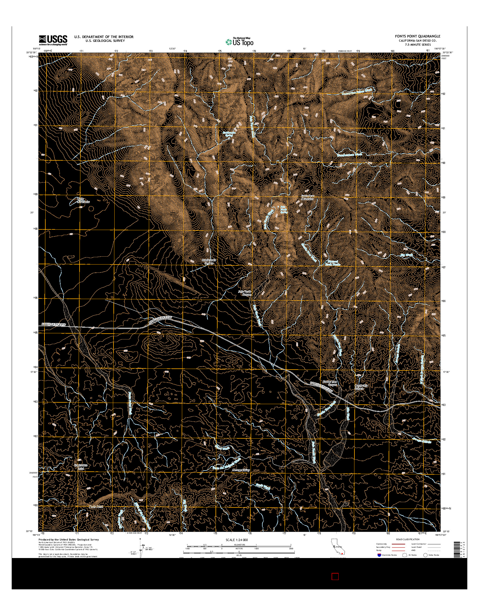 USGS US TOPO 7.5-MINUTE MAP FOR FONTS POINT, CA 2015