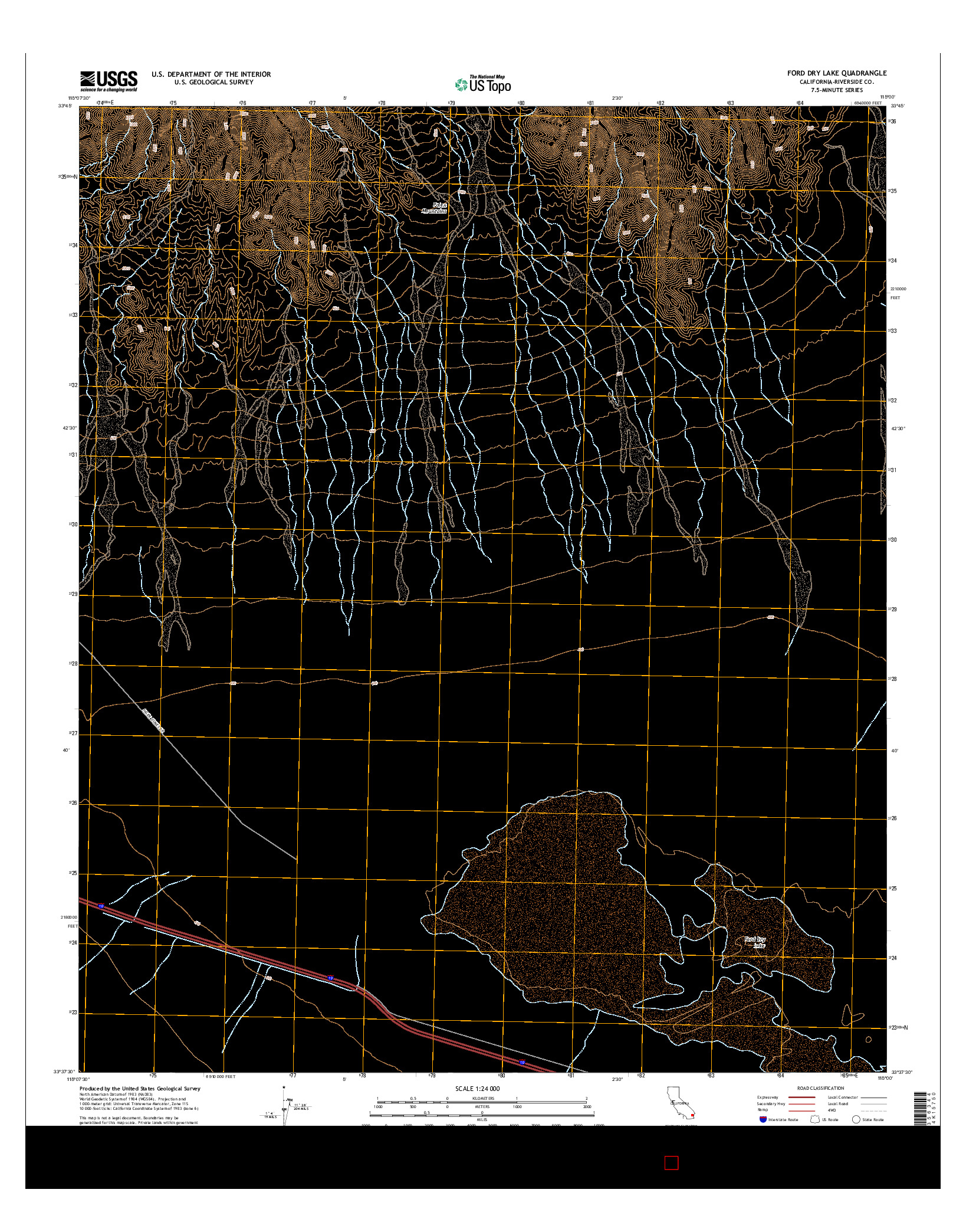 USGS US TOPO 7.5-MINUTE MAP FOR FORD DRY LAKE, CA 2015