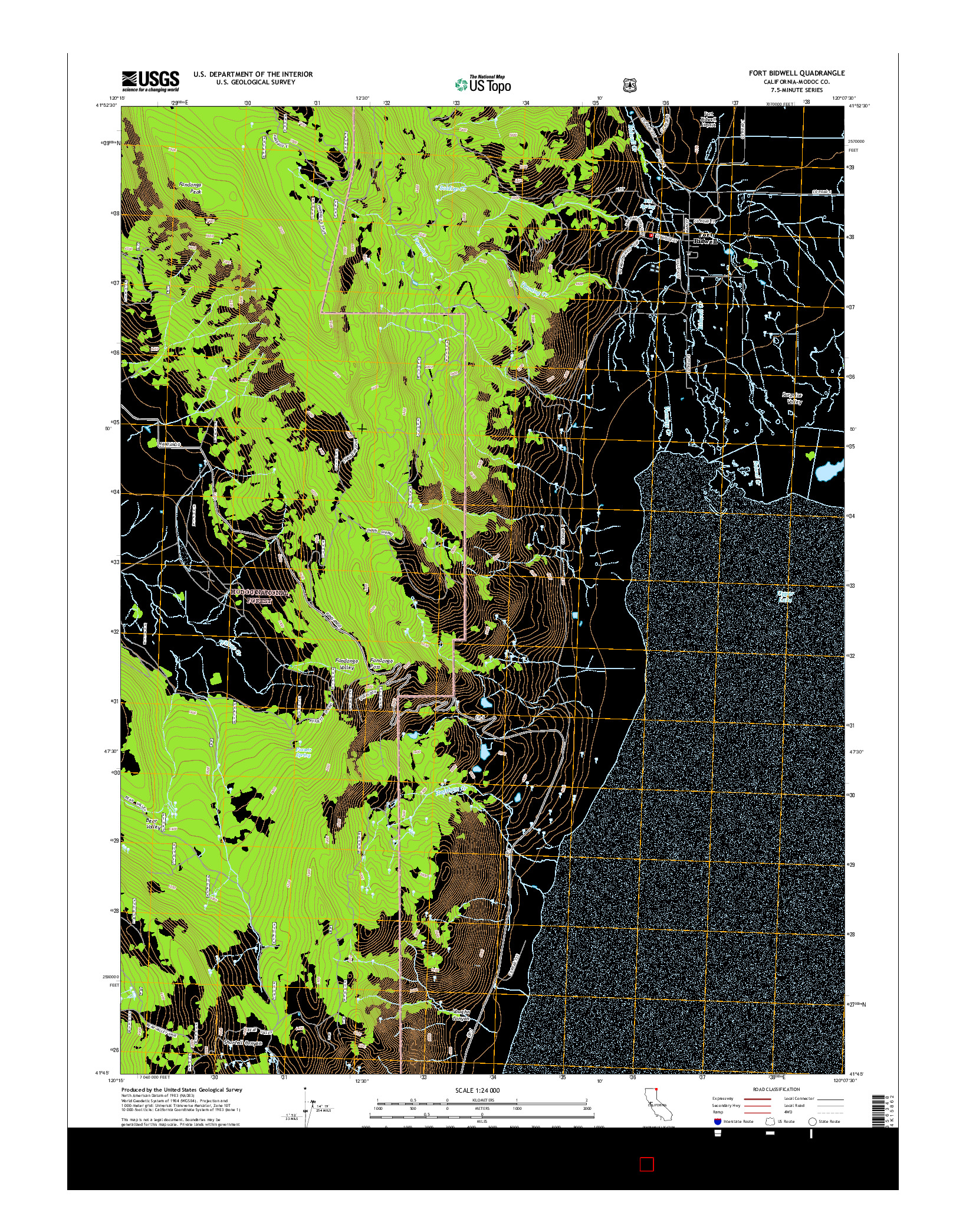 USGS US TOPO 7.5-MINUTE MAP FOR FORT BIDWELL, CA 2015