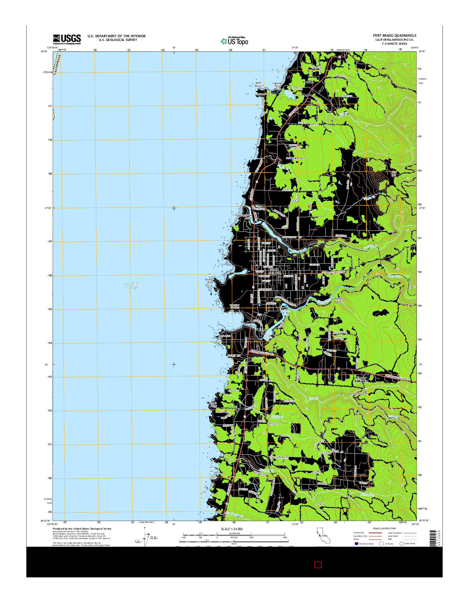 USGS US TOPO 7.5-MINUTE MAP FOR FORT BRAGG, CA 2015