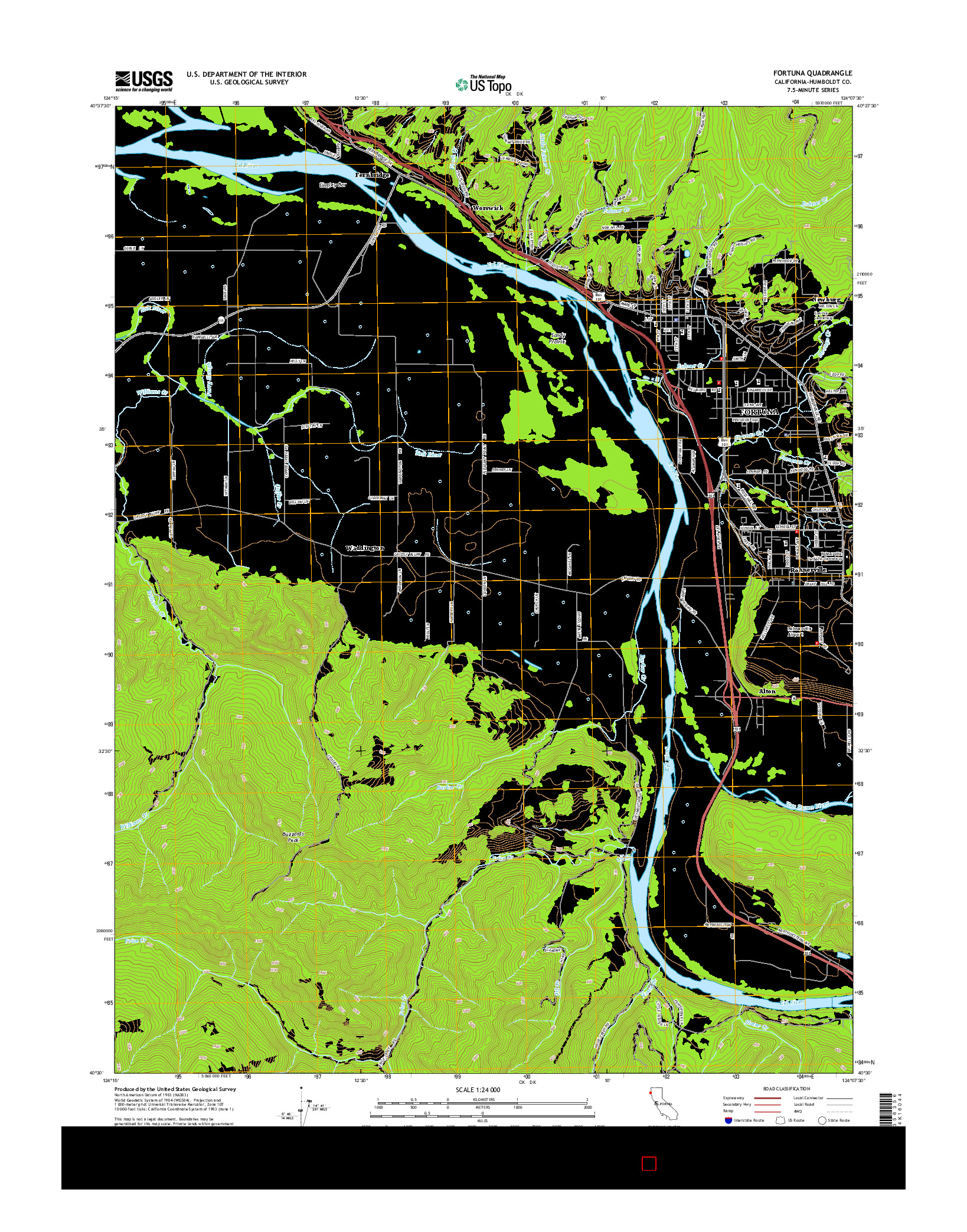 USGS US TOPO 7.5-MINUTE MAP FOR FORTUNA, CA 2015