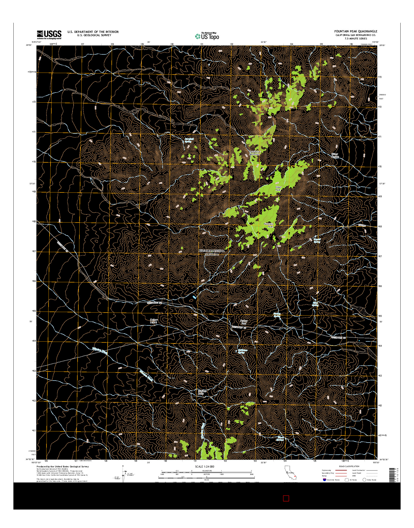 USGS US TOPO 7.5-MINUTE MAP FOR FOUNTAIN PEAK, CA 2015