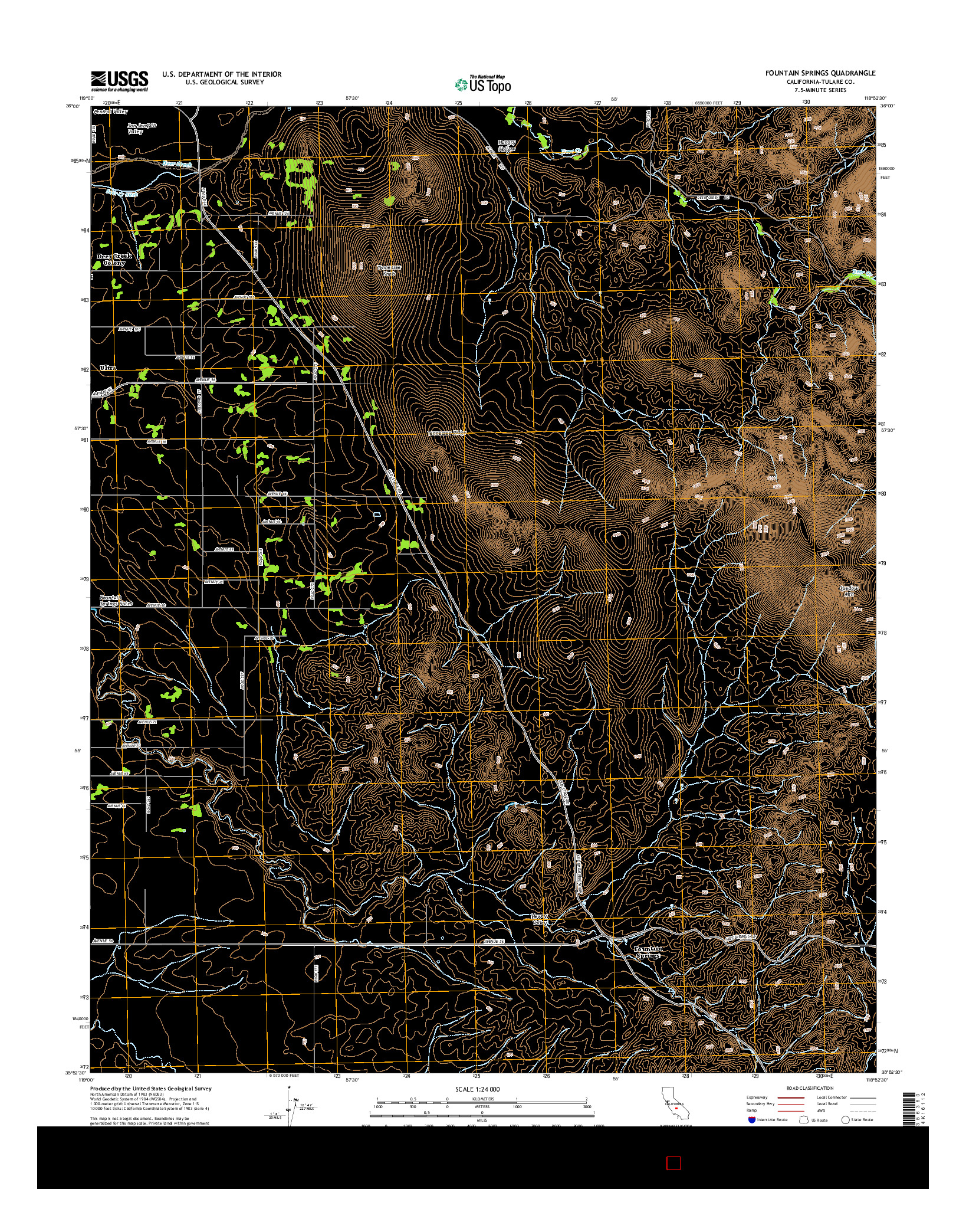 USGS US TOPO 7.5-MINUTE MAP FOR FOUNTAIN SPRINGS, CA 2015