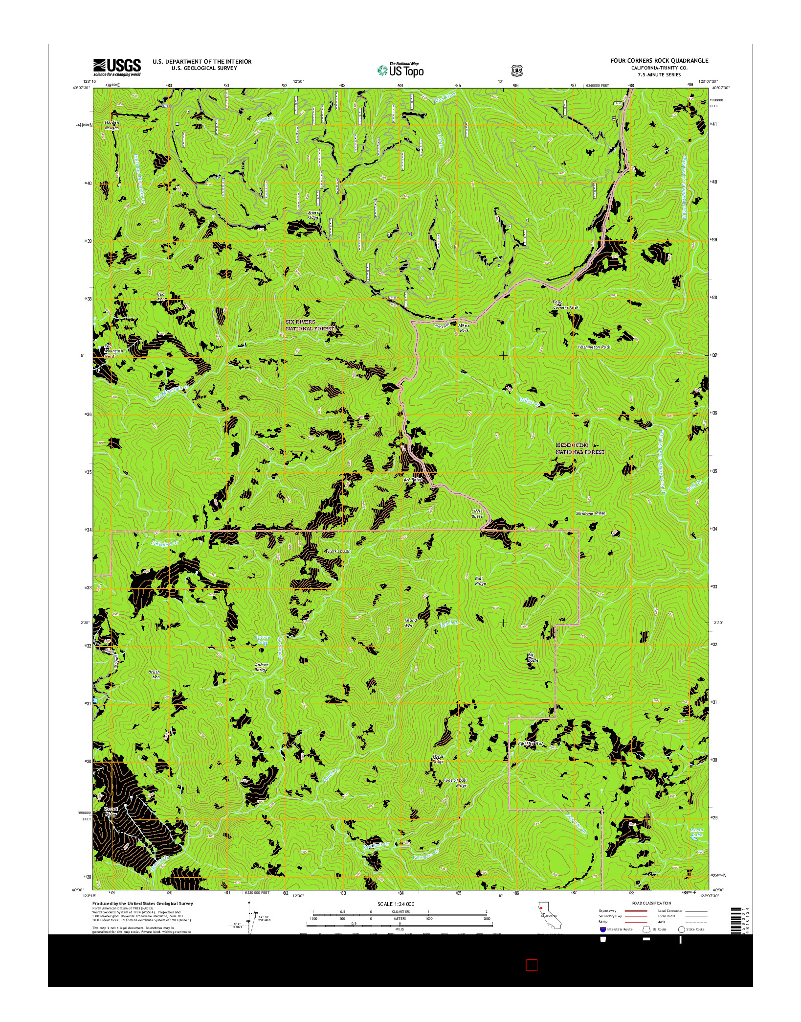 USGS US TOPO 7.5-MINUTE MAP FOR FOUR CORNERS ROCK, CA 2015
