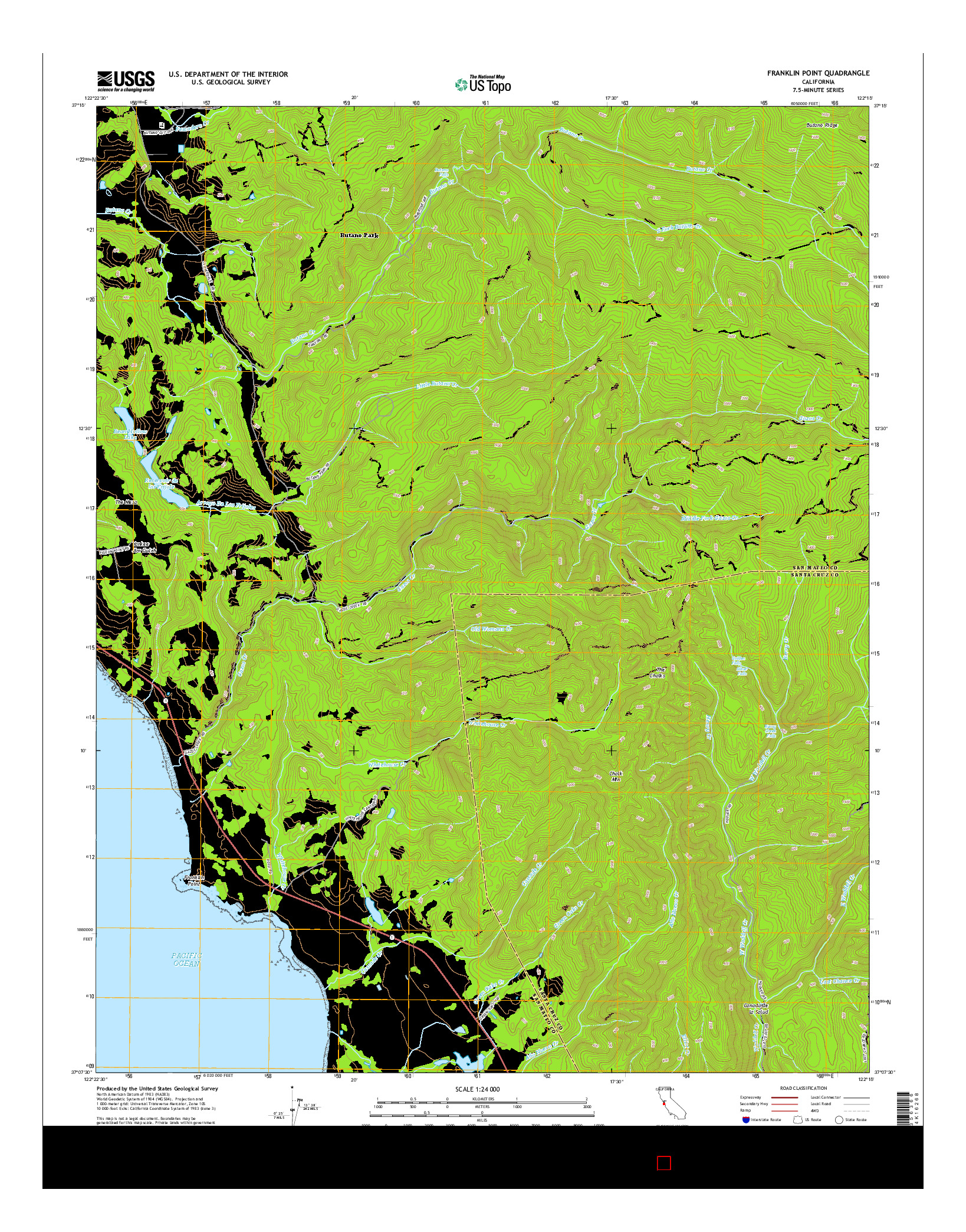 USGS US TOPO 7.5-MINUTE MAP FOR FRANKLIN POINT, CA 2015