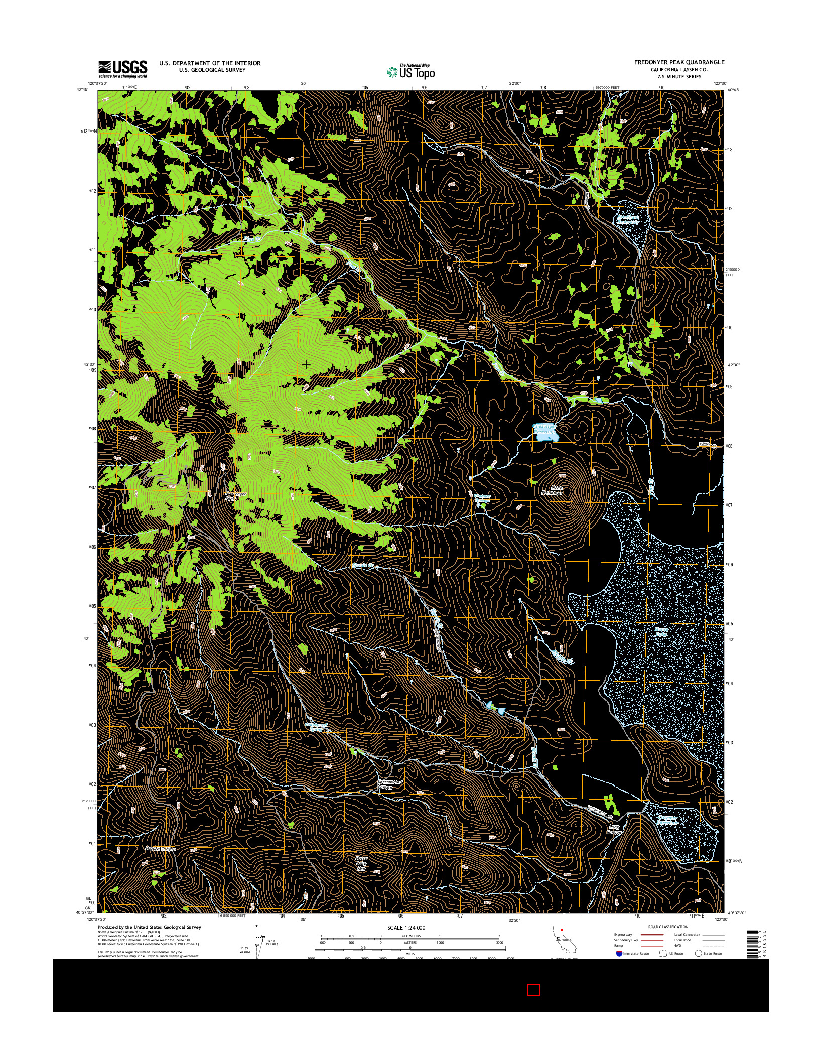 USGS US TOPO 7.5-MINUTE MAP FOR FREDONYER PEAK, CA 2015