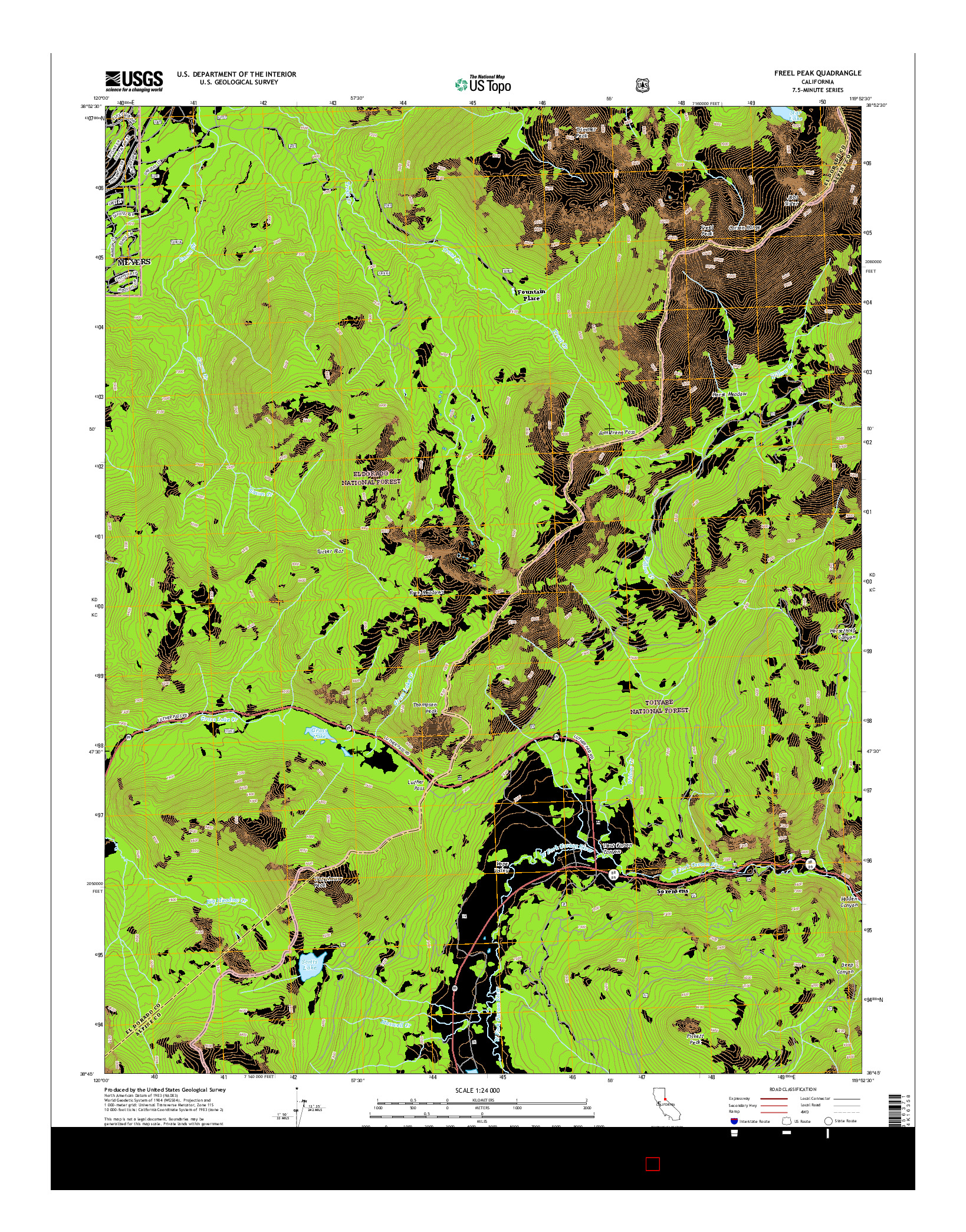 USGS US TOPO 7.5-MINUTE MAP FOR FREEL PEAK, CA 2015