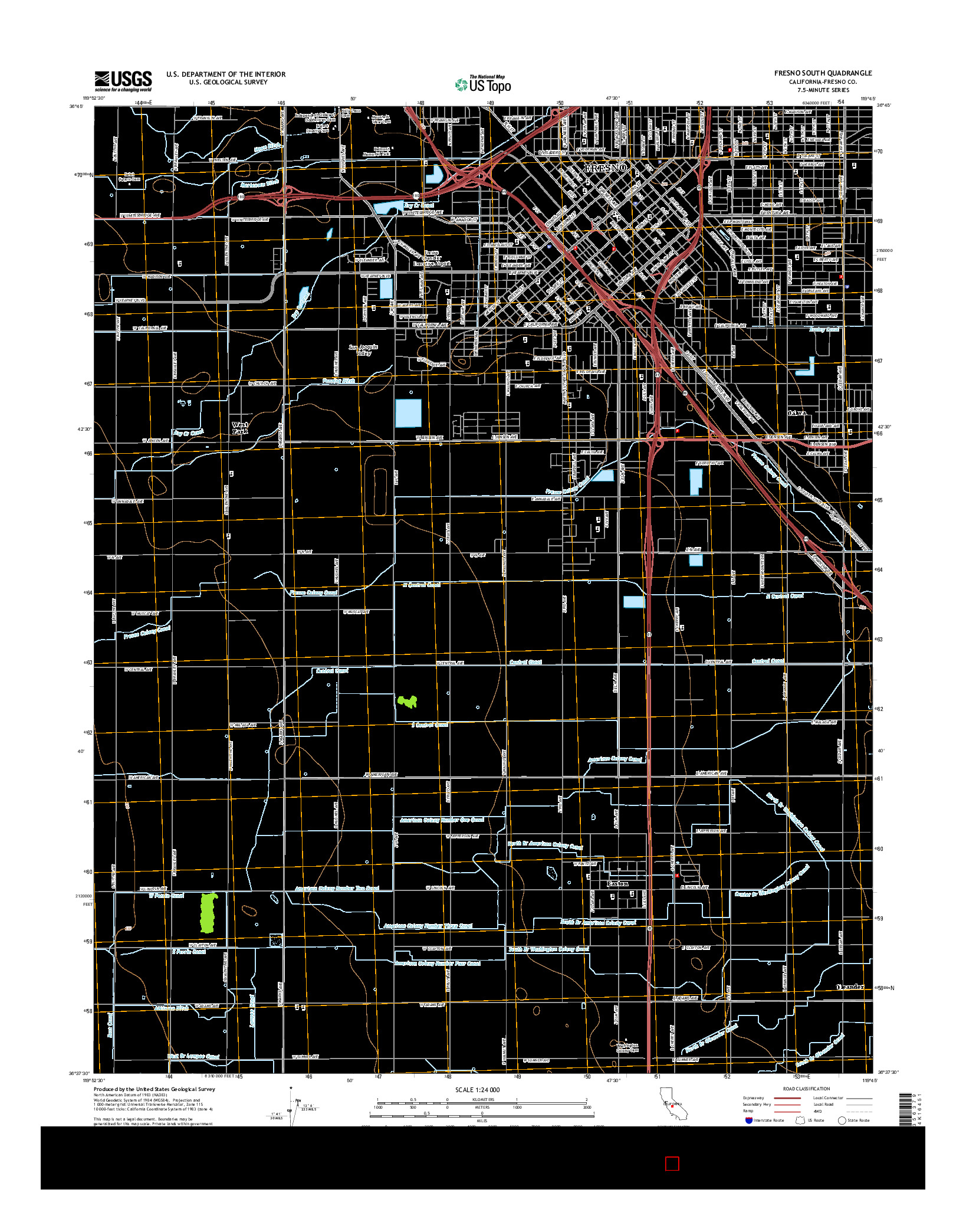 USGS US TOPO 7.5-MINUTE MAP FOR FRESNO SOUTH, CA 2015