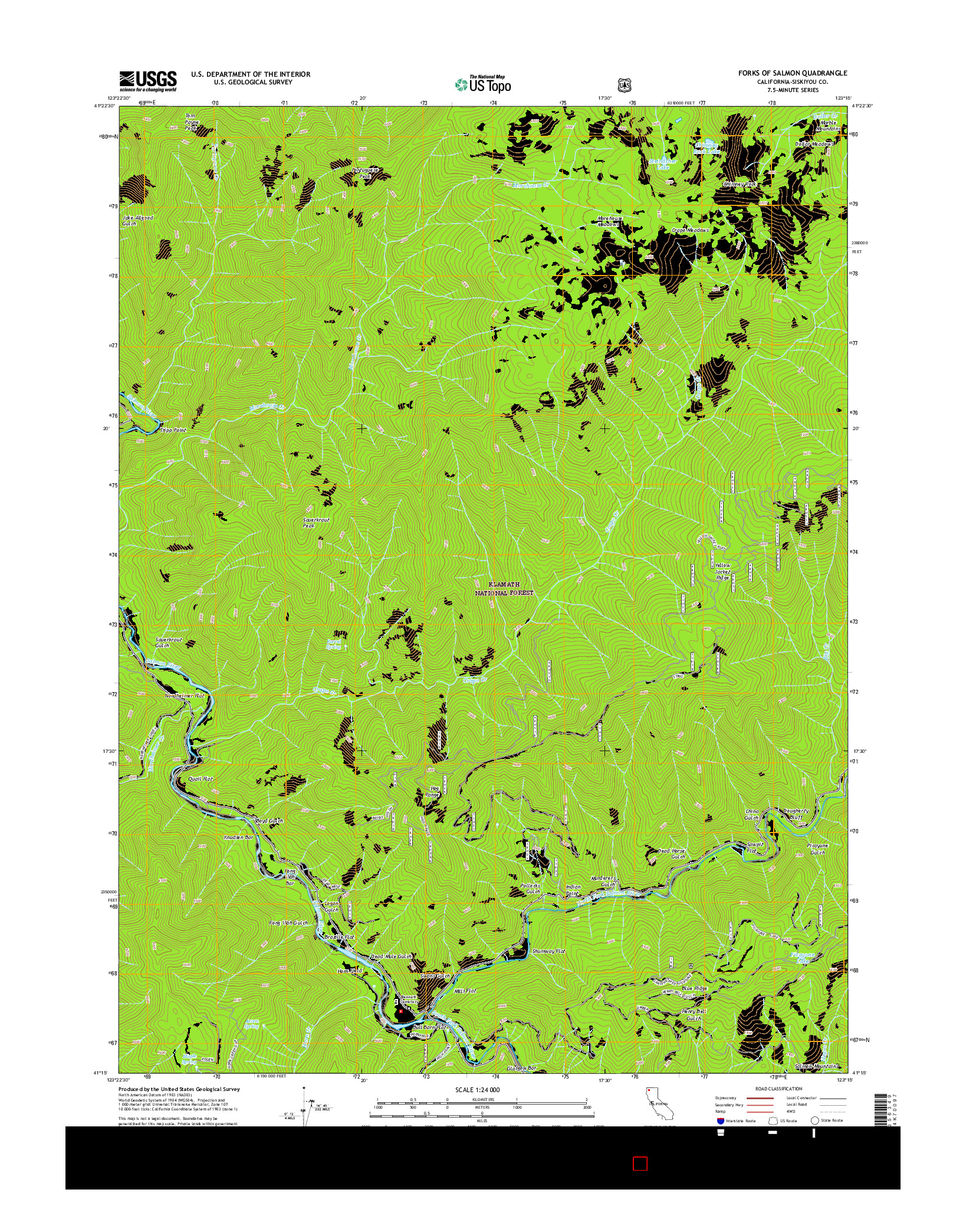 USGS US TOPO 7.5-MINUTE MAP FOR FORKS OF SALMON, CA 2015