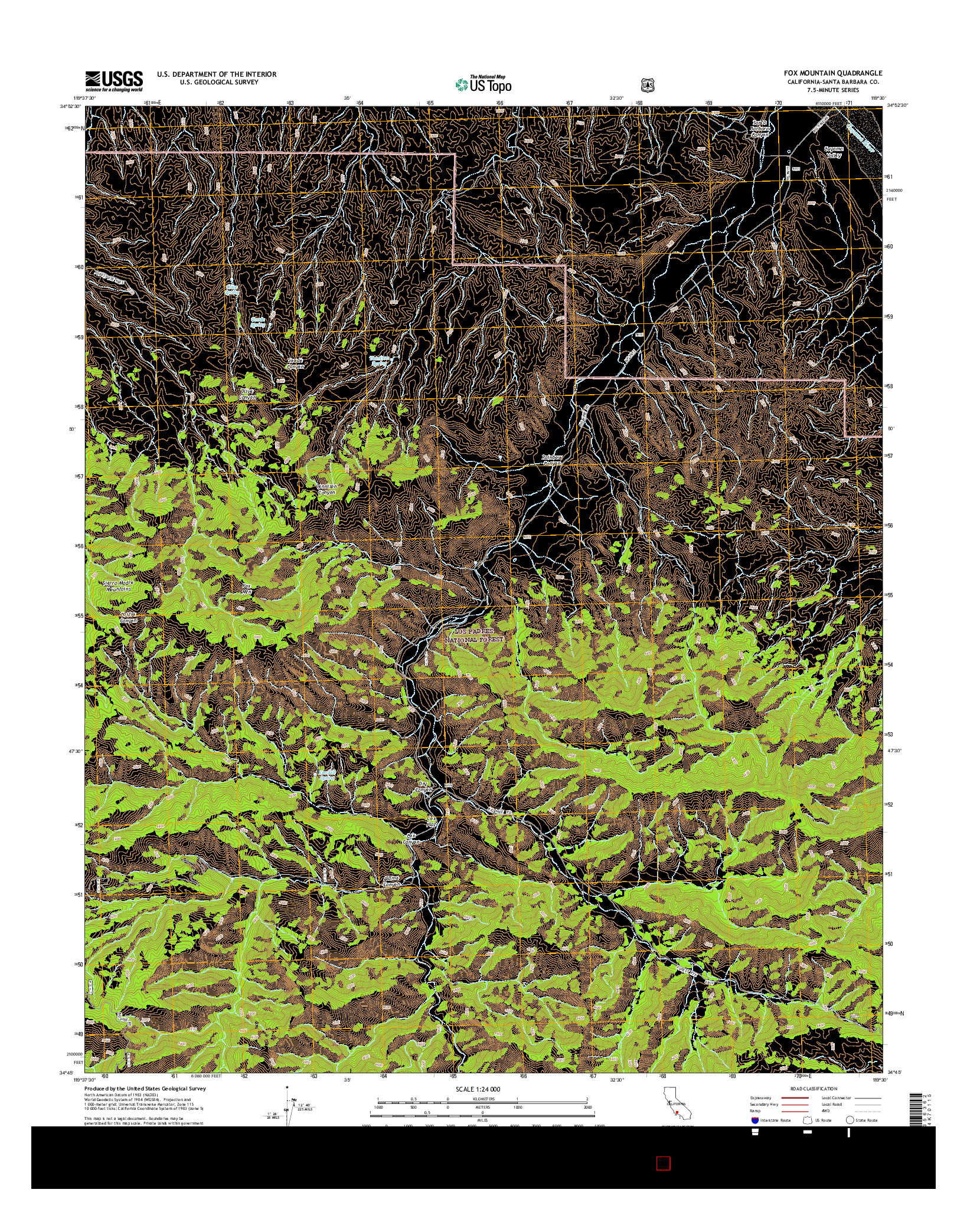 USGS US TOPO 7.5-MINUTE MAP FOR FOX MOUNTAIN, CA 2015