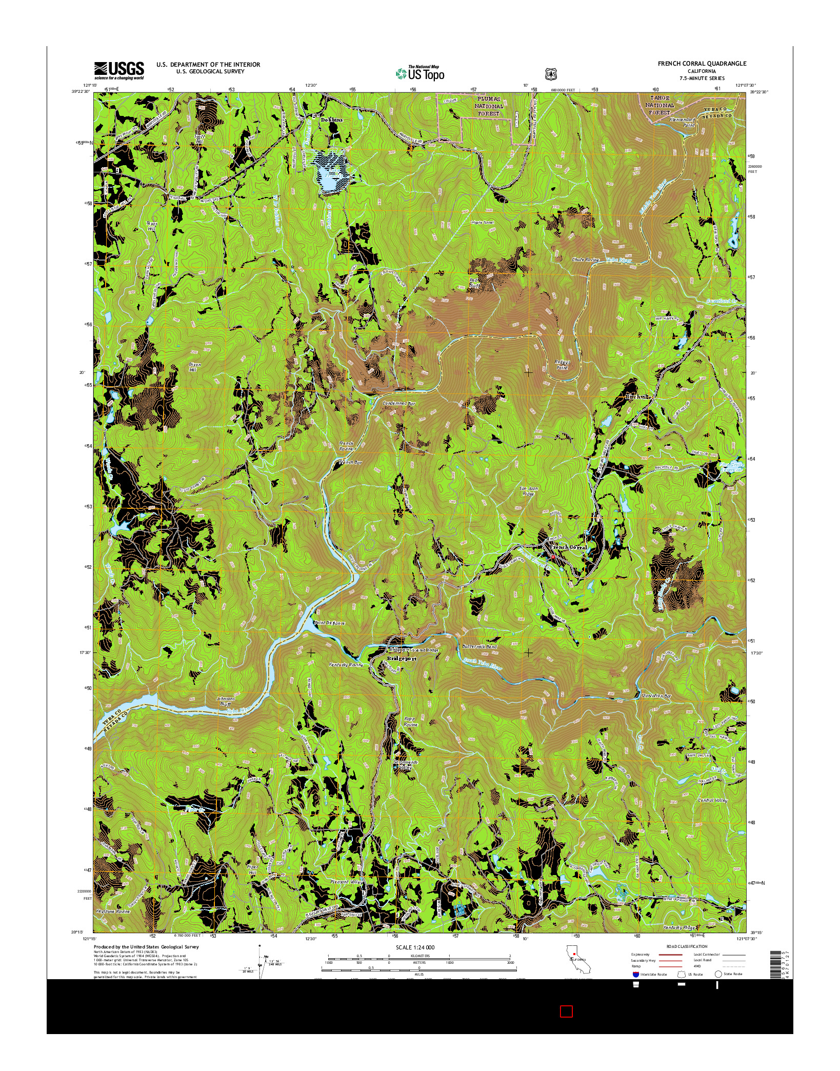 USGS US TOPO 7.5-MINUTE MAP FOR FRENCH CORRAL, CA 2015