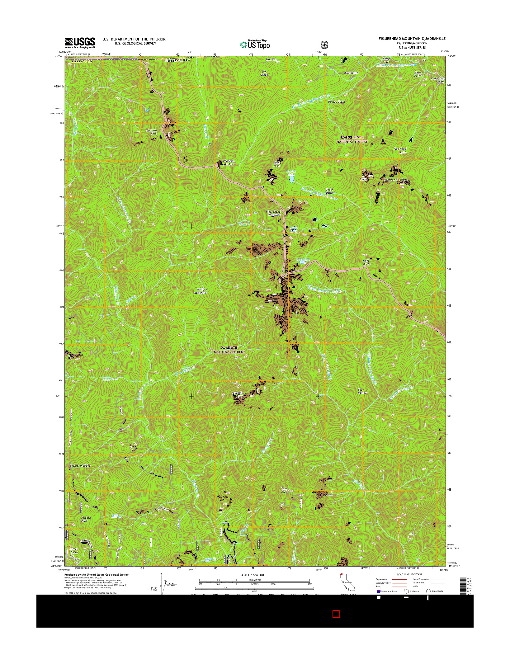 USGS US TOPO 7.5-MINUTE MAP FOR FIGUREHEAD MOUNTAIN, CA-OR 2015