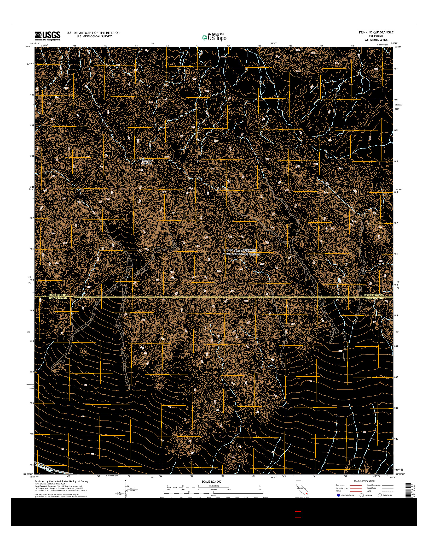 USGS US TOPO 7.5-MINUTE MAP FOR FRINK NE, CA 2015