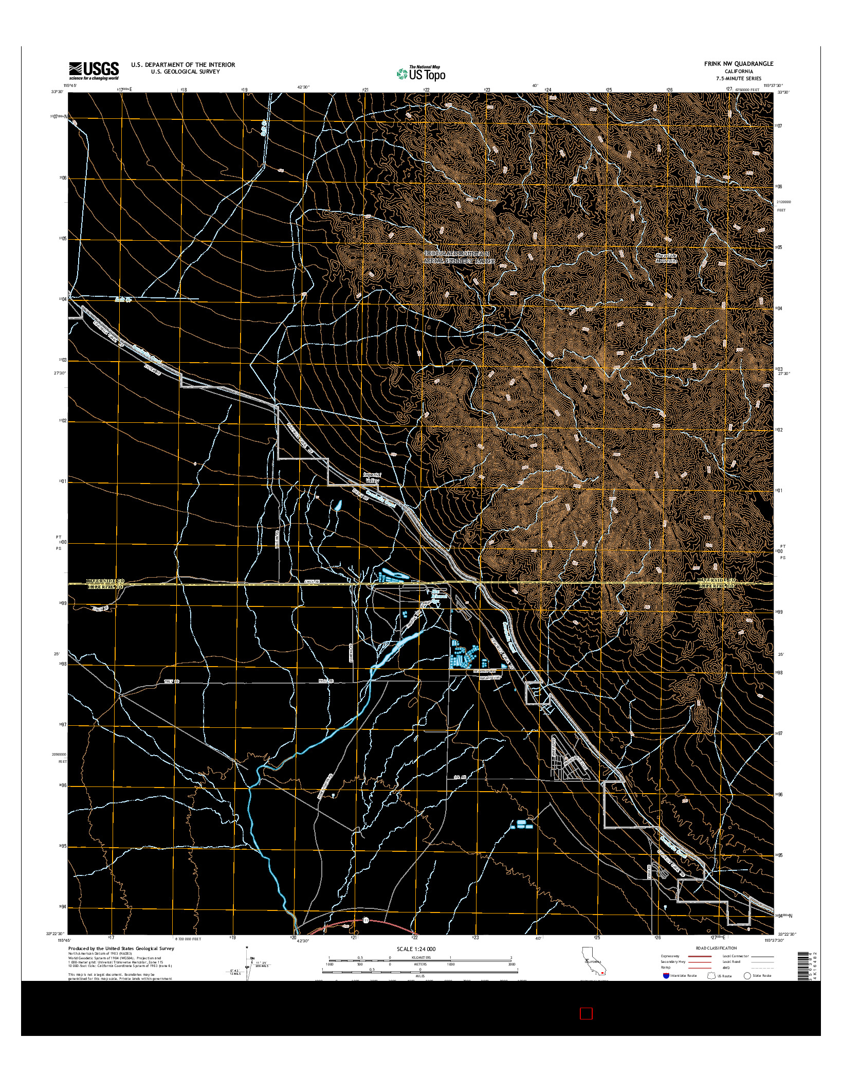 USGS US TOPO 7.5-MINUTE MAP FOR FRINK NW, CA 2015