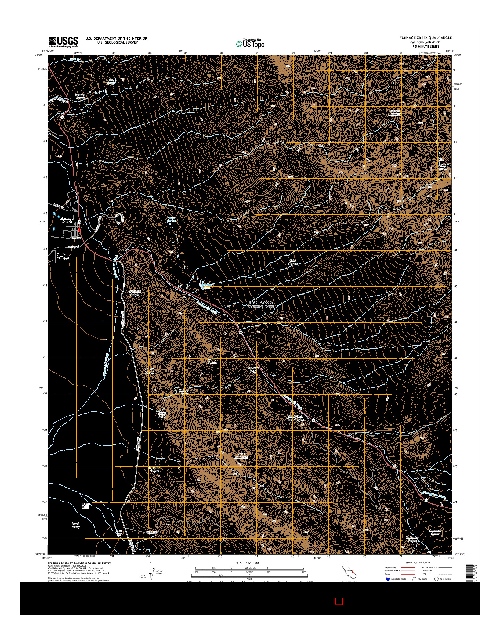 USGS US TOPO 7.5-MINUTE MAP FOR FURNACE CREEK, CA 2015