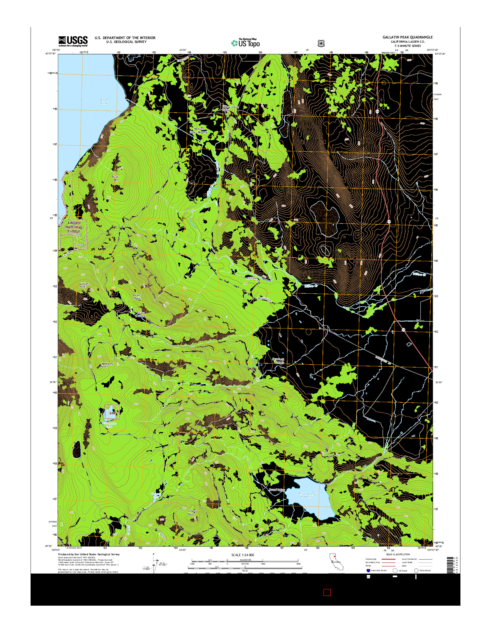 USGS US TOPO 7.5-MINUTE MAP FOR GALLATIN PEAK, CA 2015