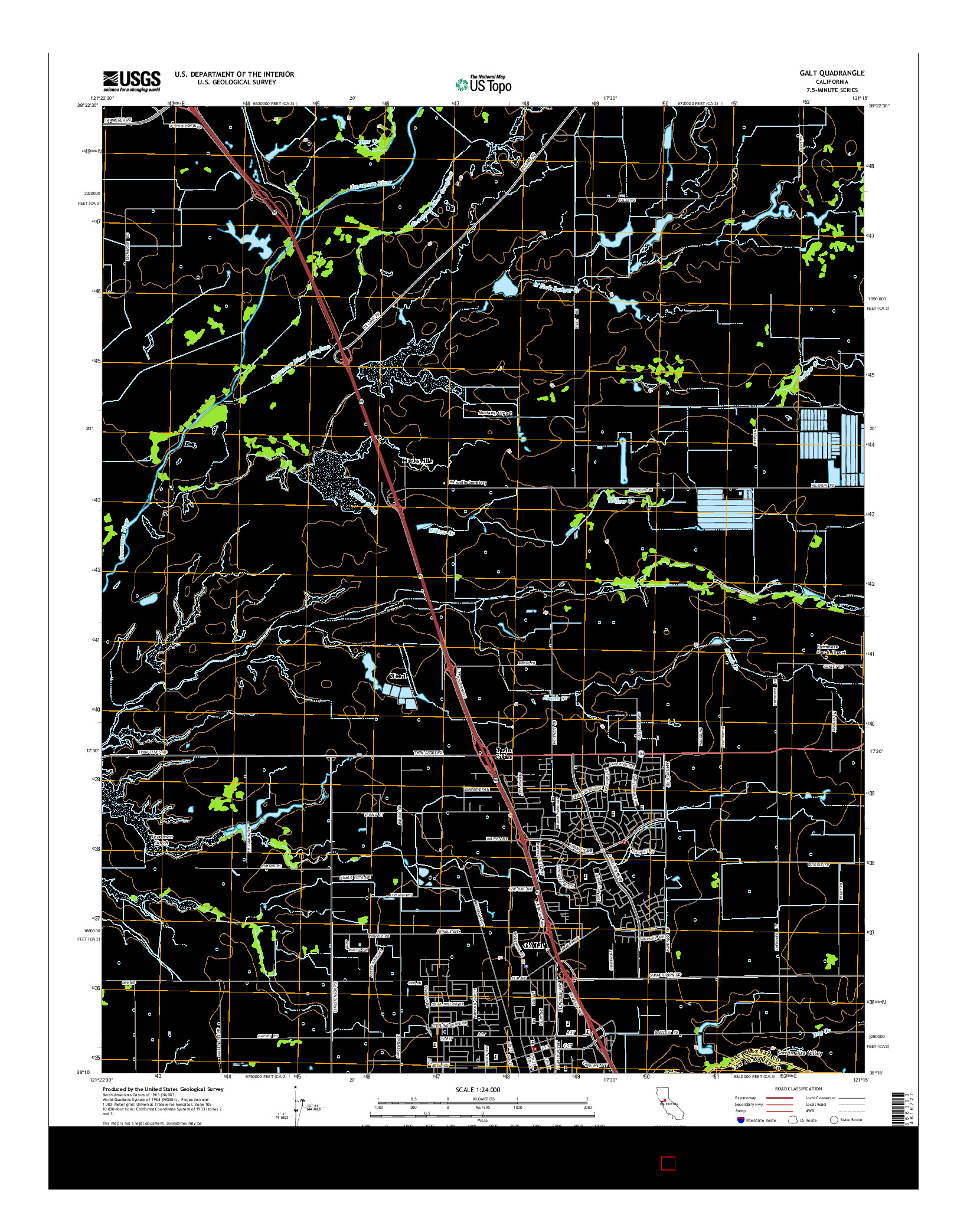 USGS US TOPO 7.5-MINUTE MAP FOR GALT, CA 2015