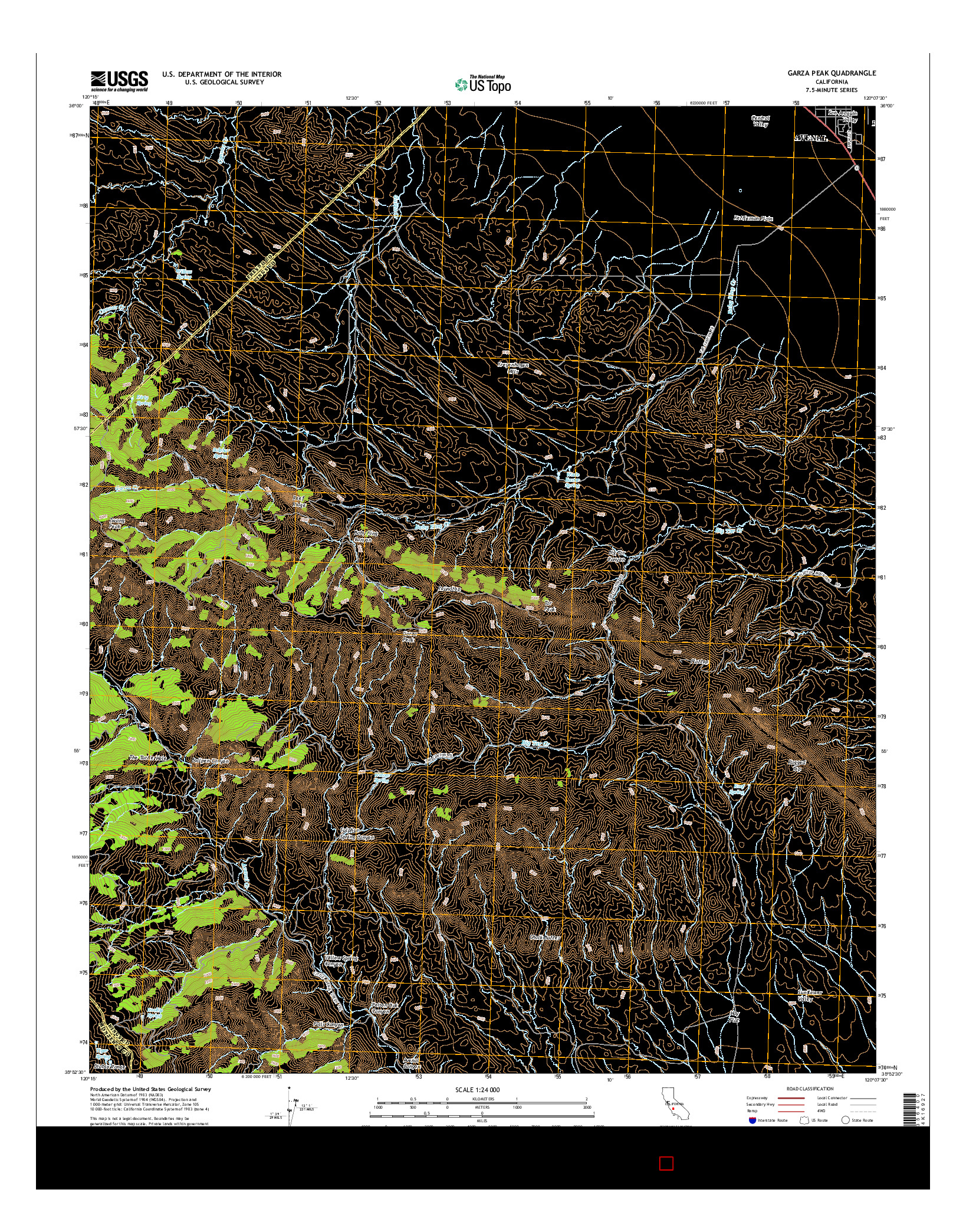 USGS US TOPO 7.5-MINUTE MAP FOR GARZA PEAK, CA 2015