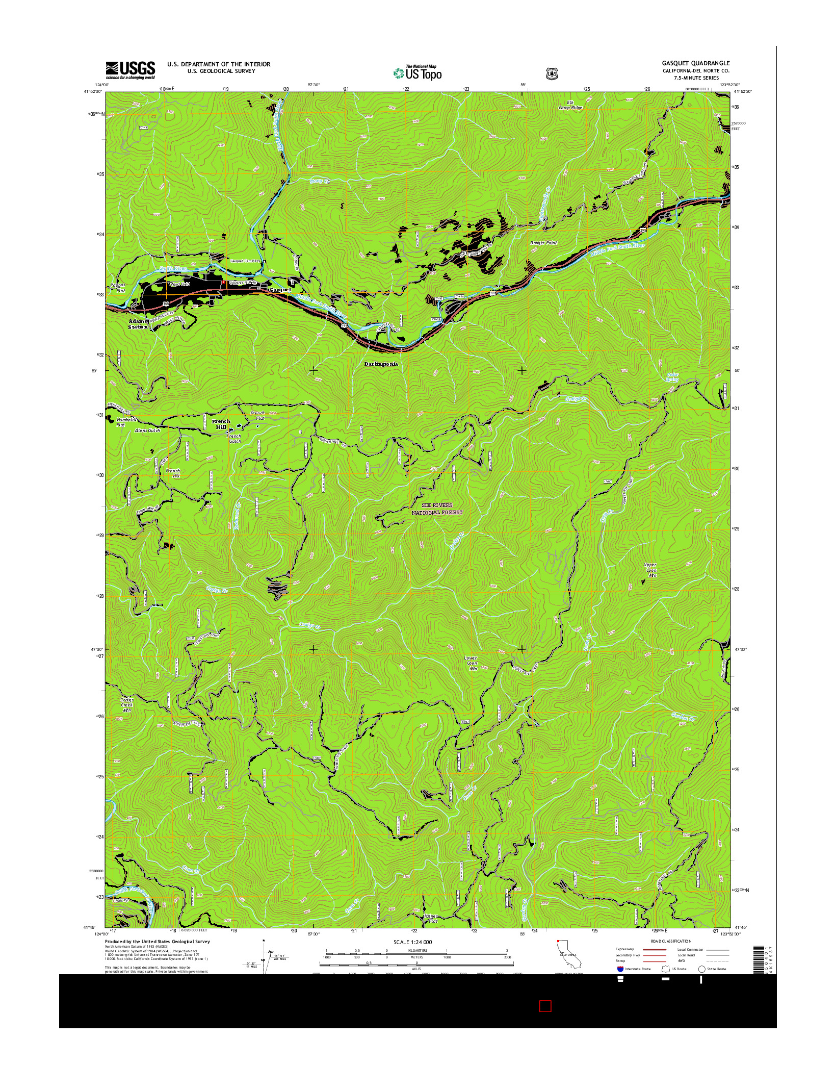 USGS US TOPO 7.5-MINUTE MAP FOR GASQUET, CA 2015