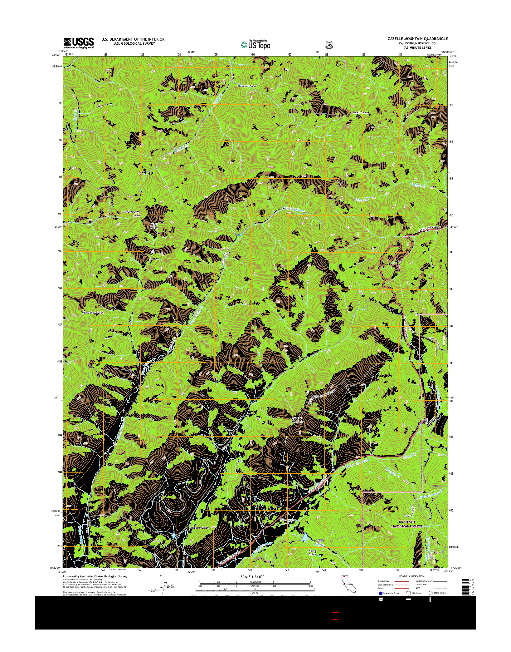 USGS US TOPO 7.5-MINUTE MAP FOR GAZELLE MOUNTAIN, CA 2015