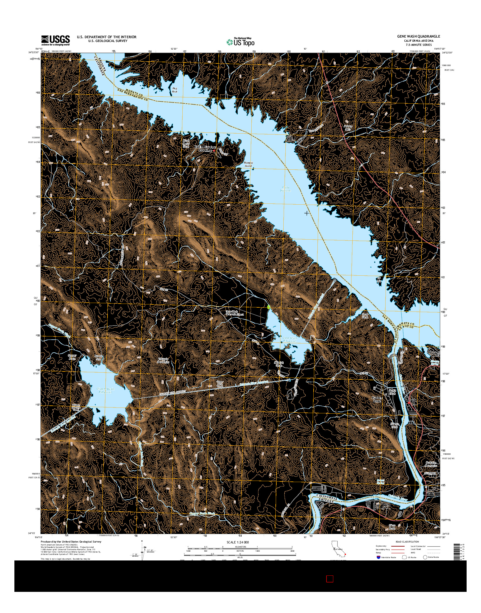 USGS US TOPO 7.5-MINUTE MAP FOR GENE WASH, CA-AZ 2015