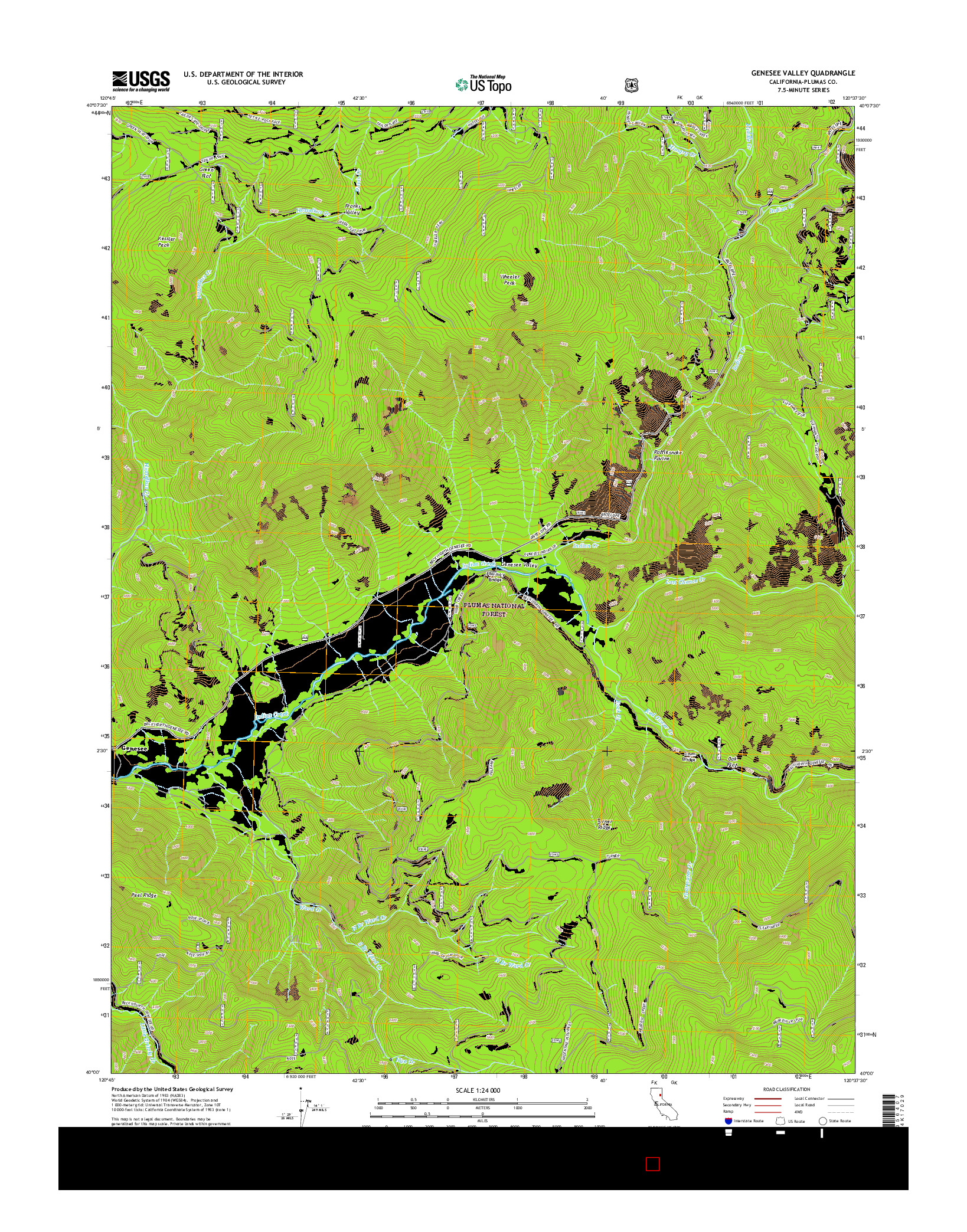 USGS US TOPO 7.5-MINUTE MAP FOR GENESEE VALLEY, CA 2015