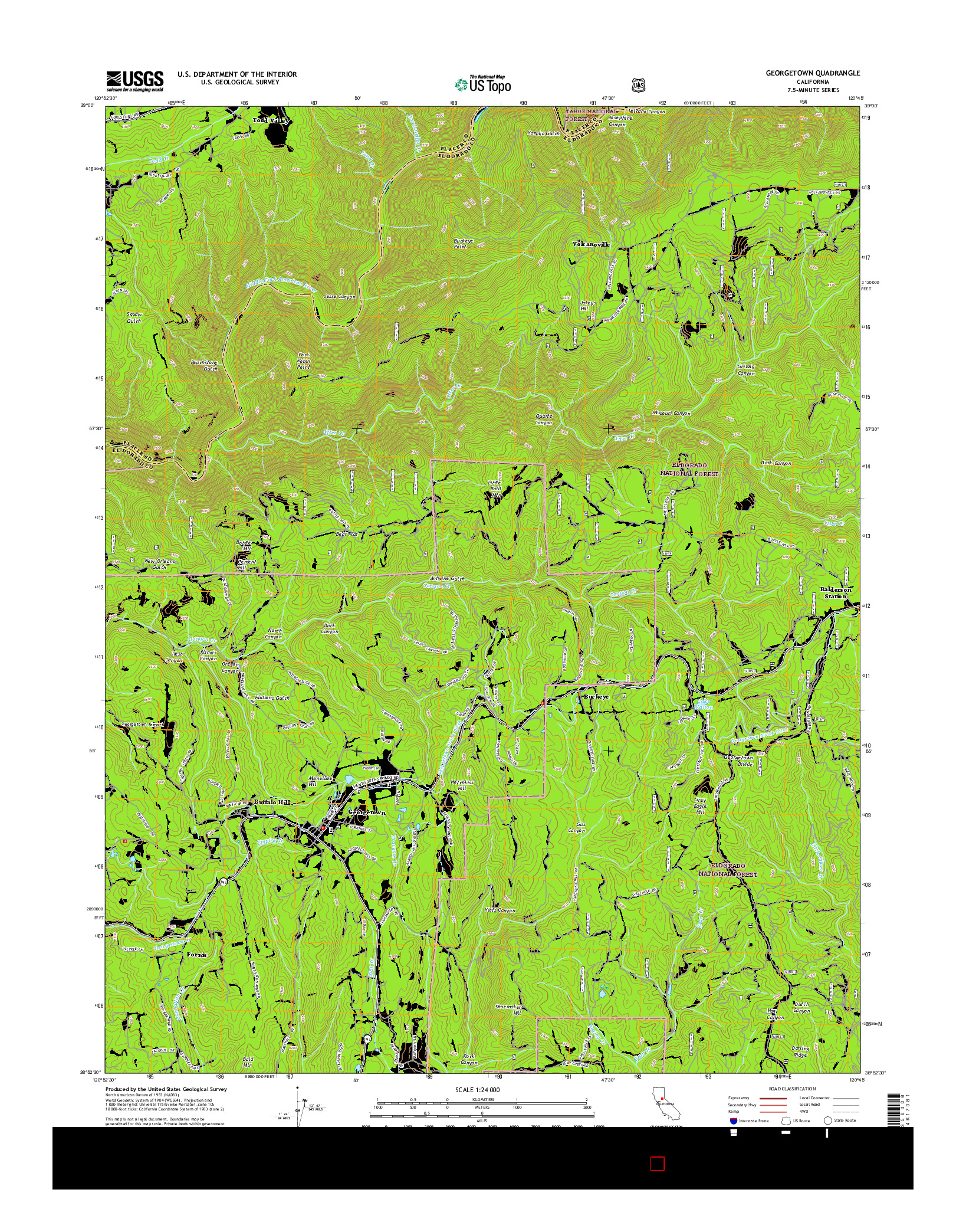 USGS US TOPO 7.5-MINUTE MAP FOR GEORGETOWN, CA 2015