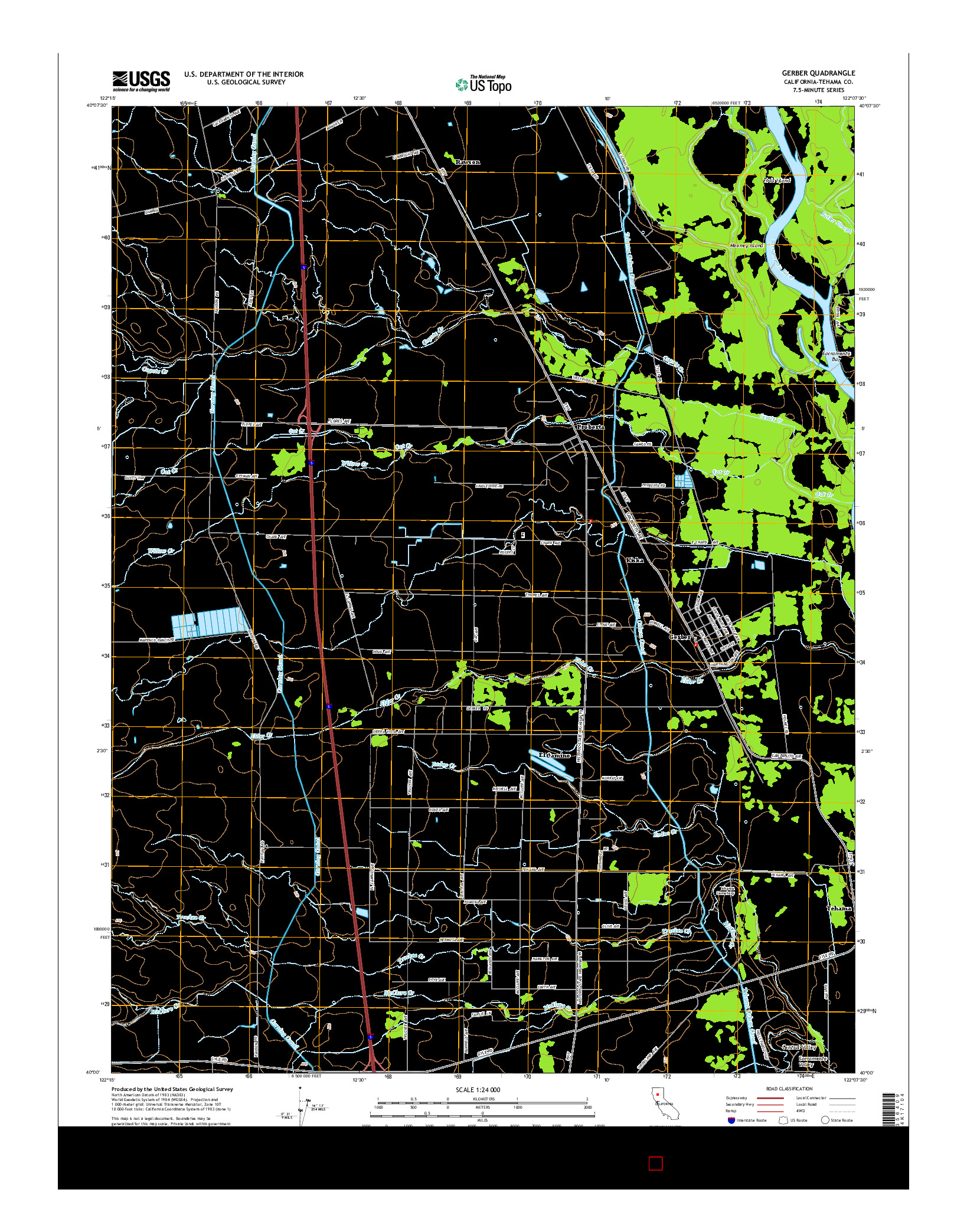 USGS US TOPO 7.5-MINUTE MAP FOR GERBER, CA 2015