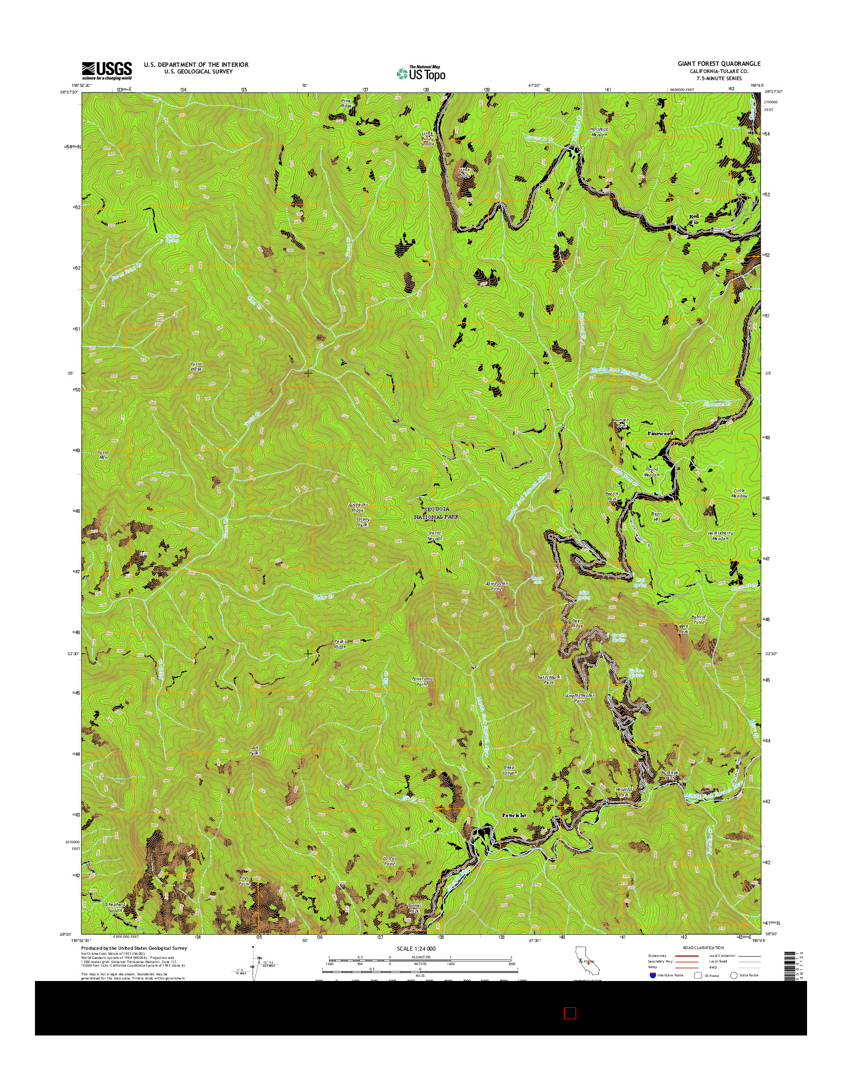 USGS US TOPO 7.5-MINUTE MAP FOR GIANT FOREST, CA 2015