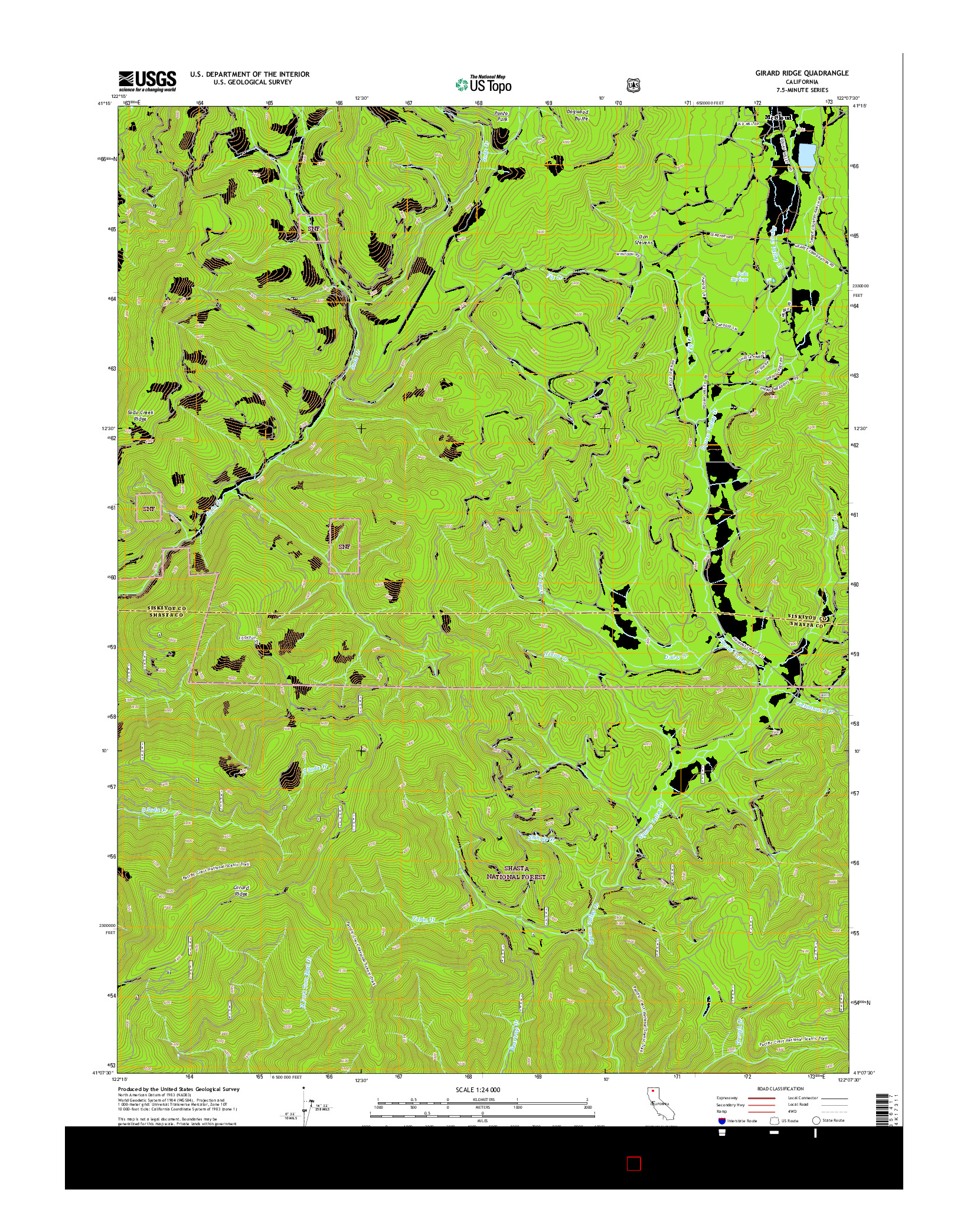 USGS US TOPO 7.5-MINUTE MAP FOR GIRARD RIDGE, CA 2015