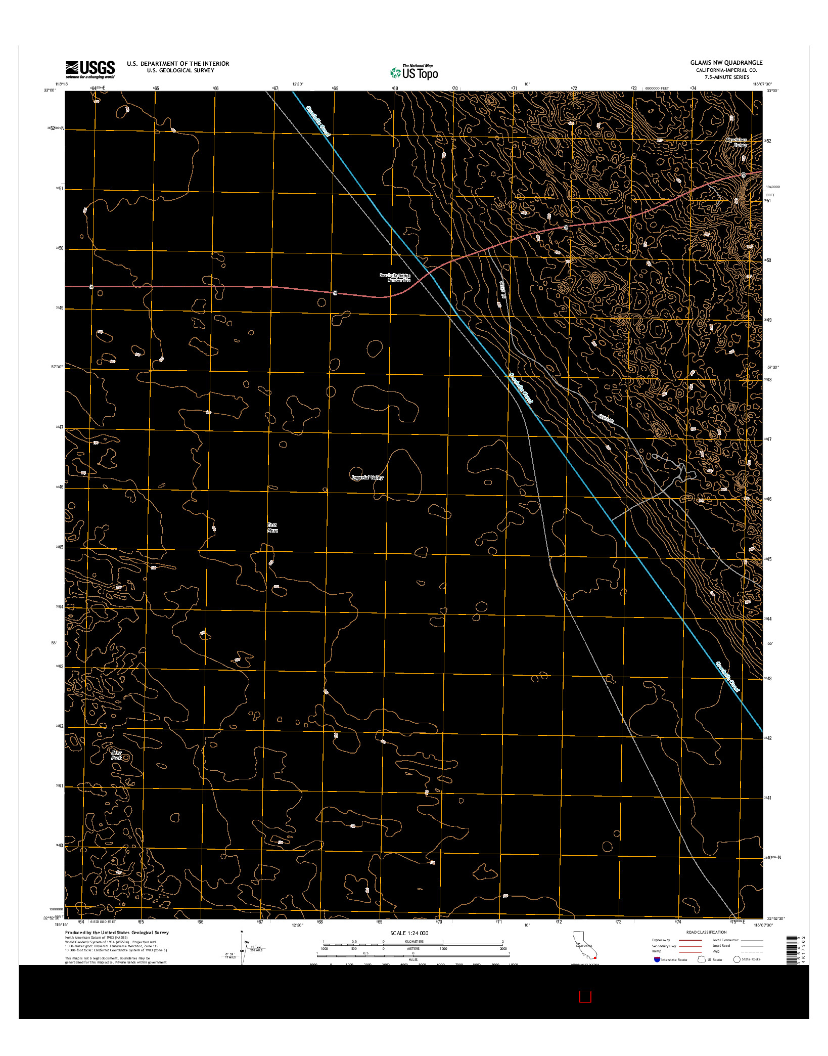 USGS US TOPO 7.5-MINUTE MAP FOR GLAMIS NW, CA 2015