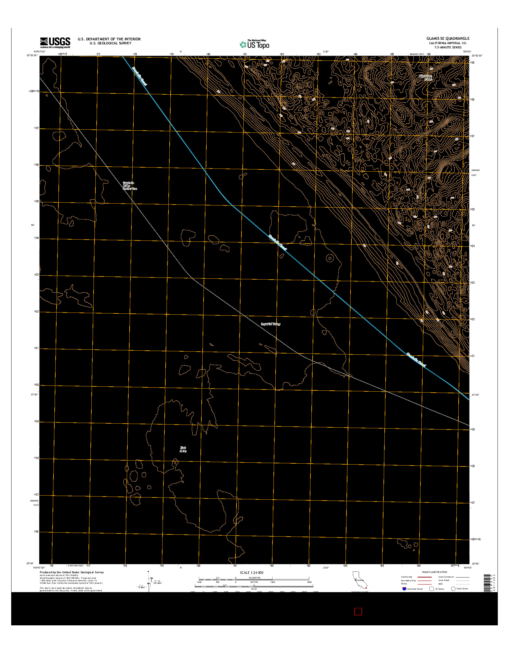 USGS US TOPO 7.5-MINUTE MAP FOR GLAMIS SE, CA 2015