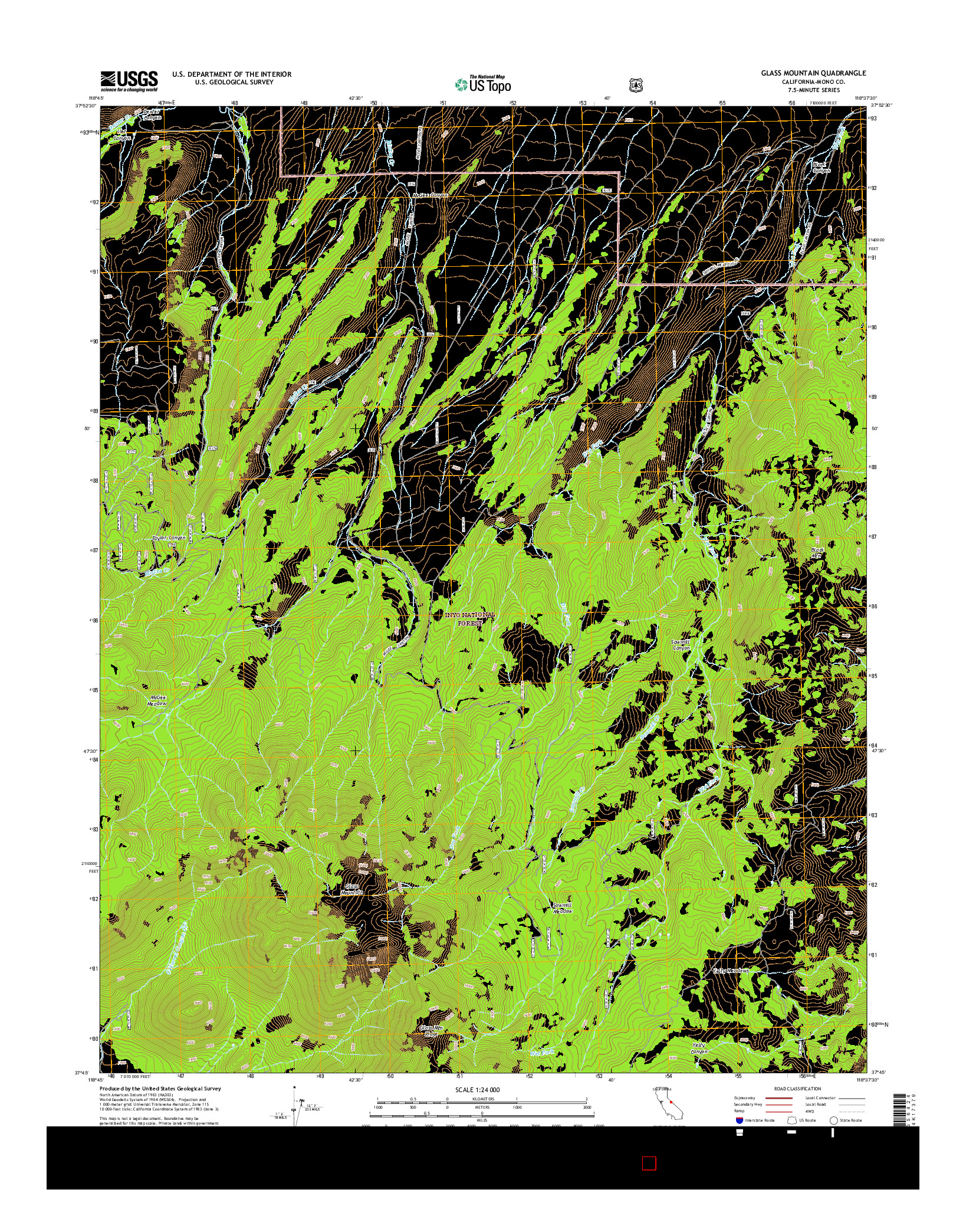 USGS US TOPO 7.5-MINUTE MAP FOR GLASS MOUNTAIN, CA 2015