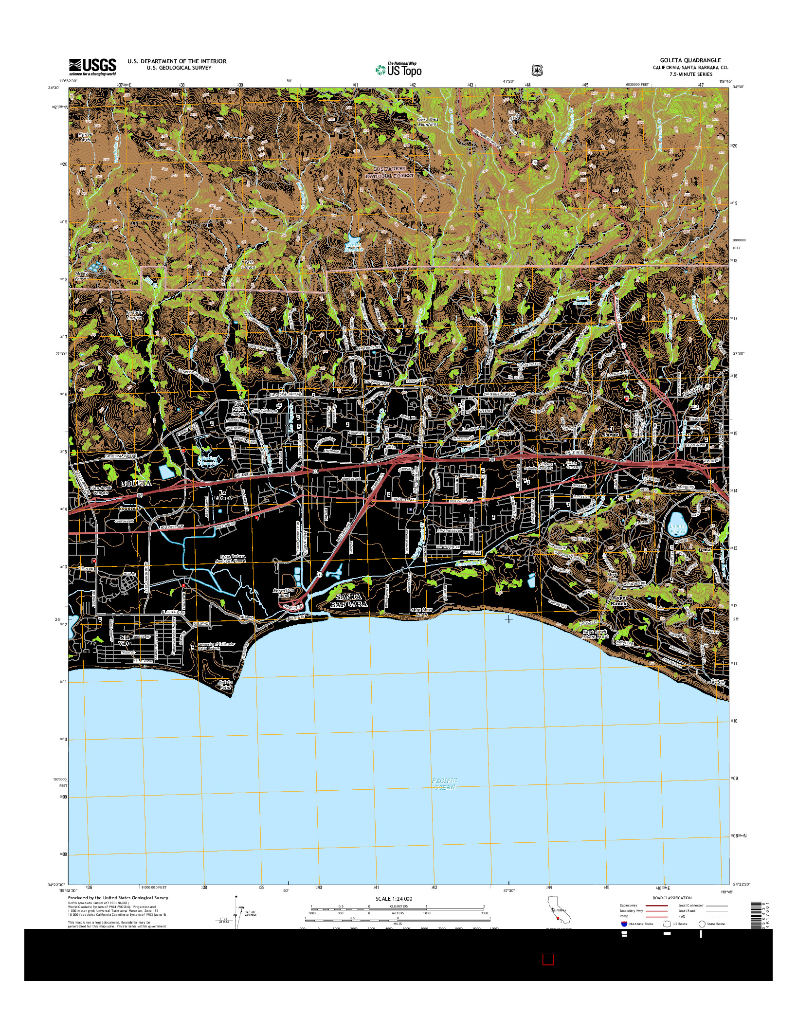 USGS US TOPO 7.5-MINUTE MAP FOR GOLETA, CA 2015