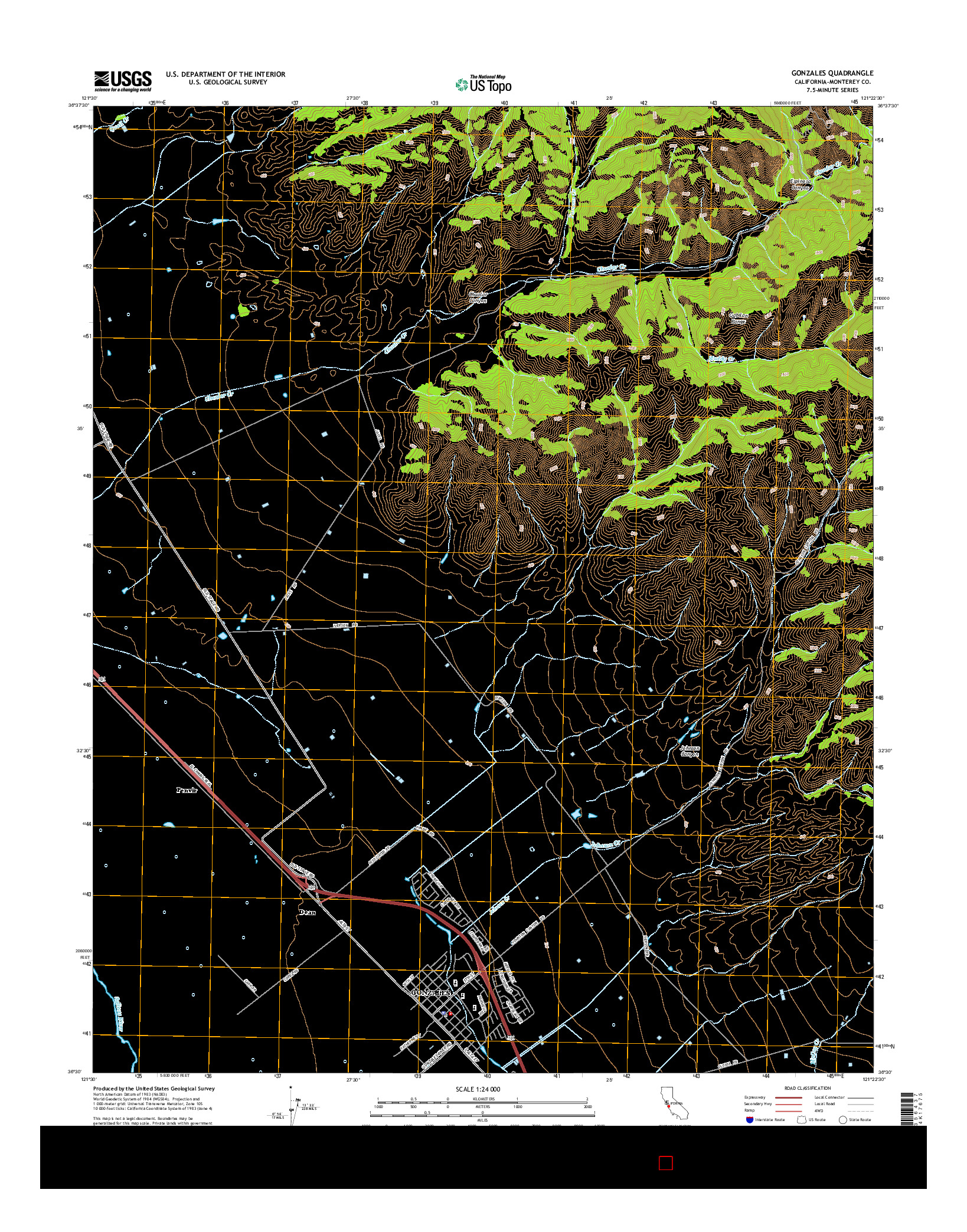 USGS US TOPO 7.5-MINUTE MAP FOR GONZALES, CA 2015