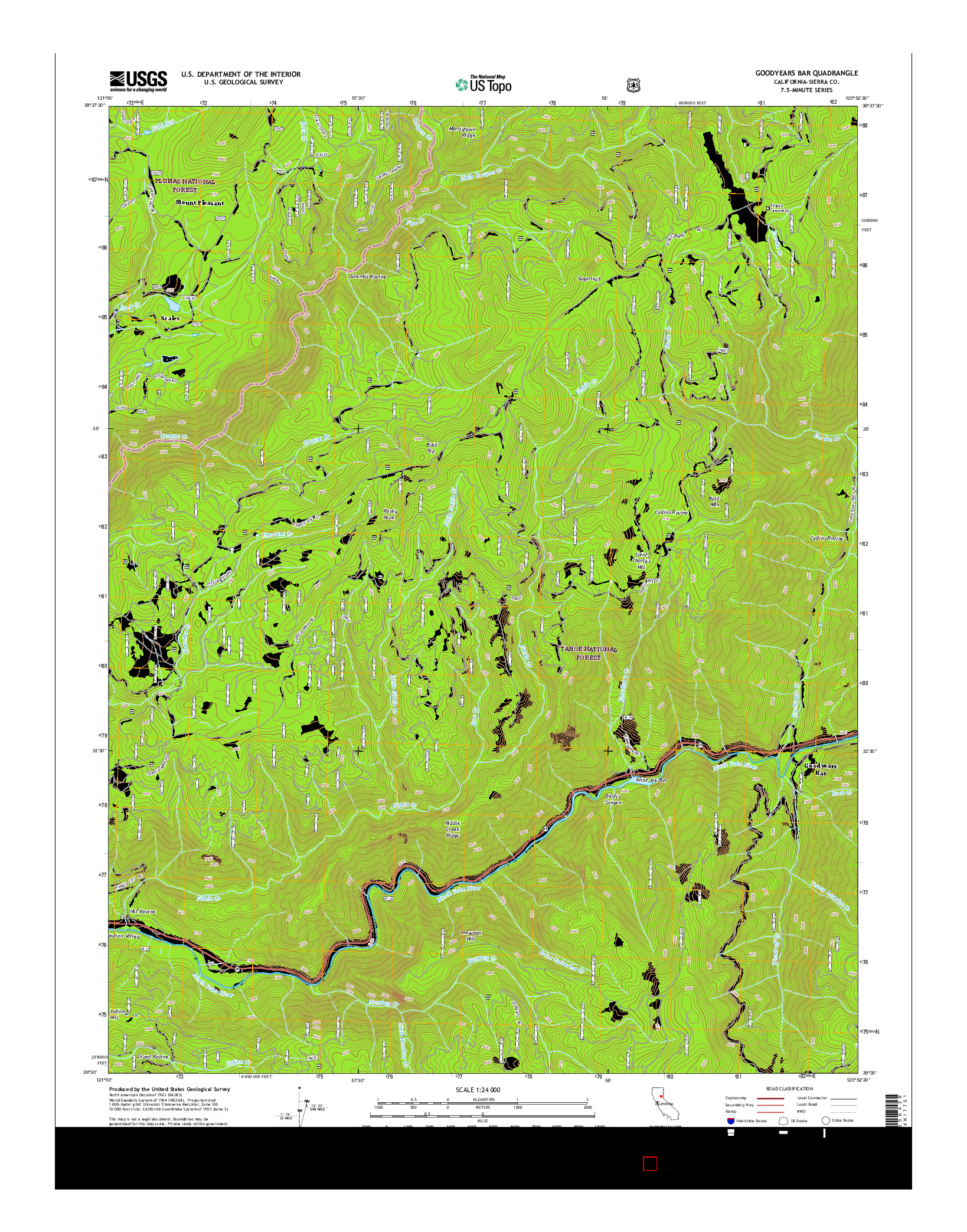 USGS US TOPO 7.5-MINUTE MAP FOR GOODYEARS BAR, CA 2015