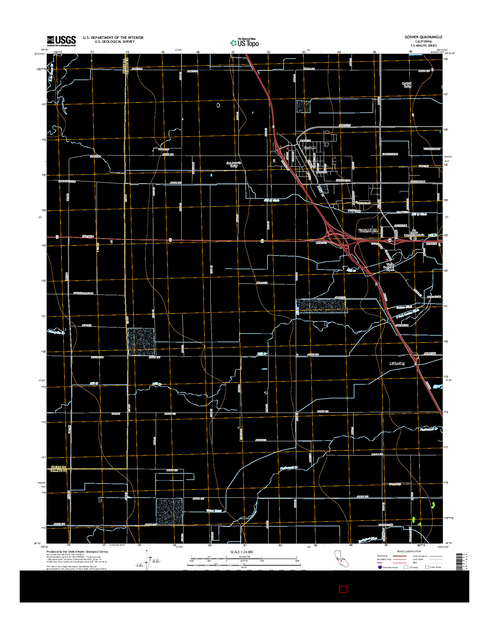 USGS US TOPO 7.5-MINUTE MAP FOR GOSHEN, CA 2015