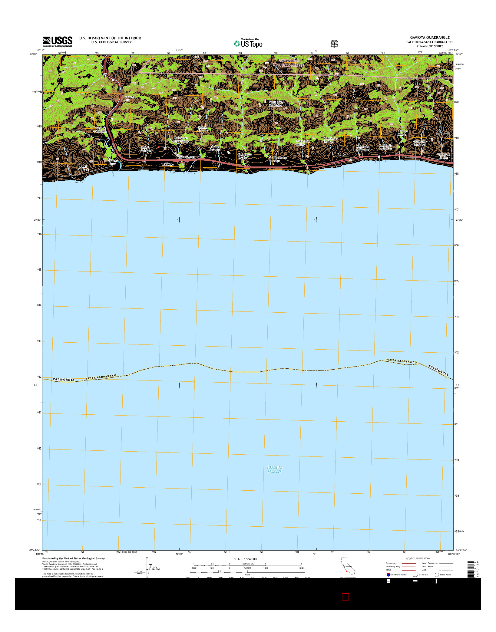 USGS US TOPO 7.5-MINUTE MAP FOR GAVIOTA, CA 2015