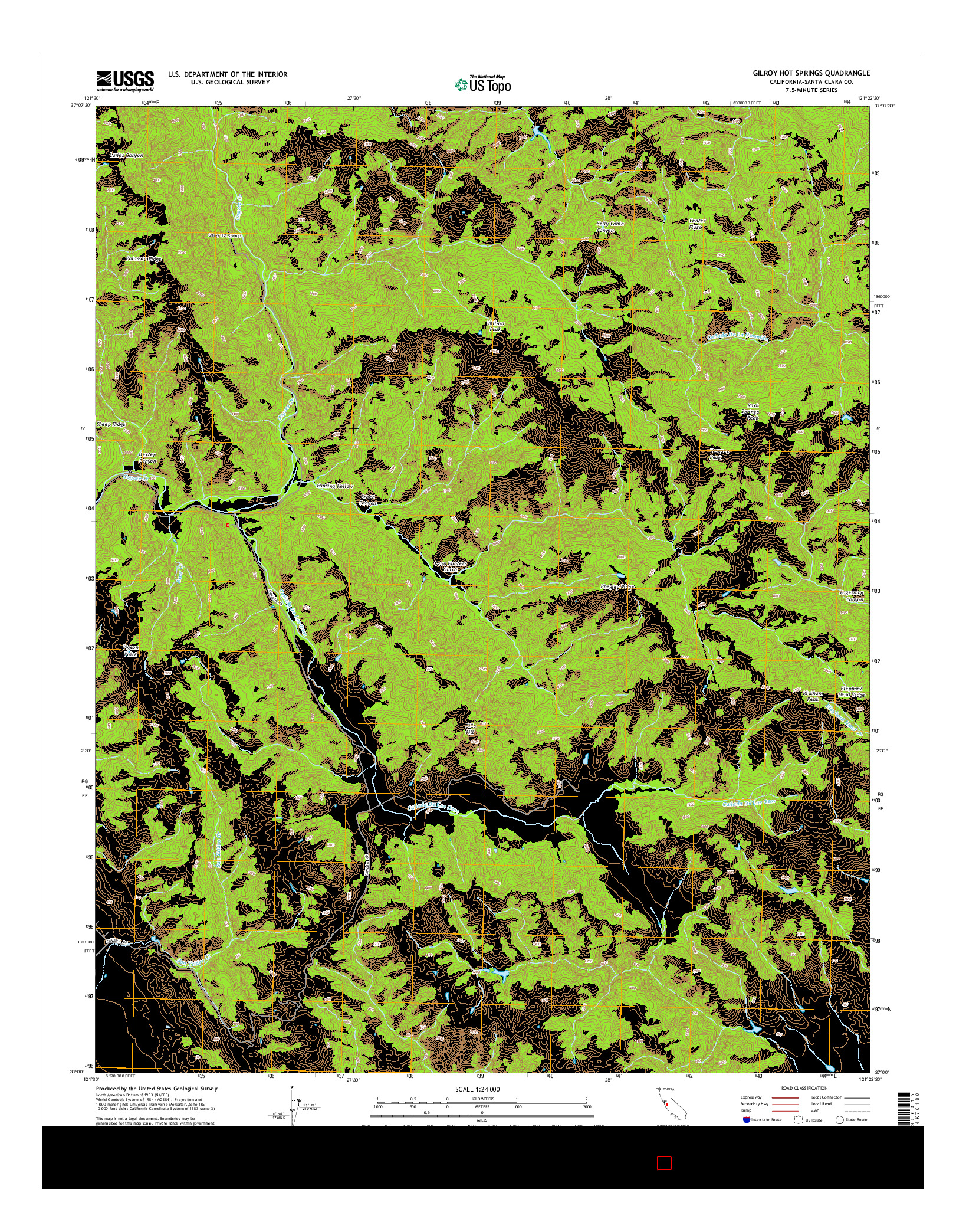 USGS US TOPO 7.5-MINUTE MAP FOR GILROY HOT SPRINGS, CA 2015