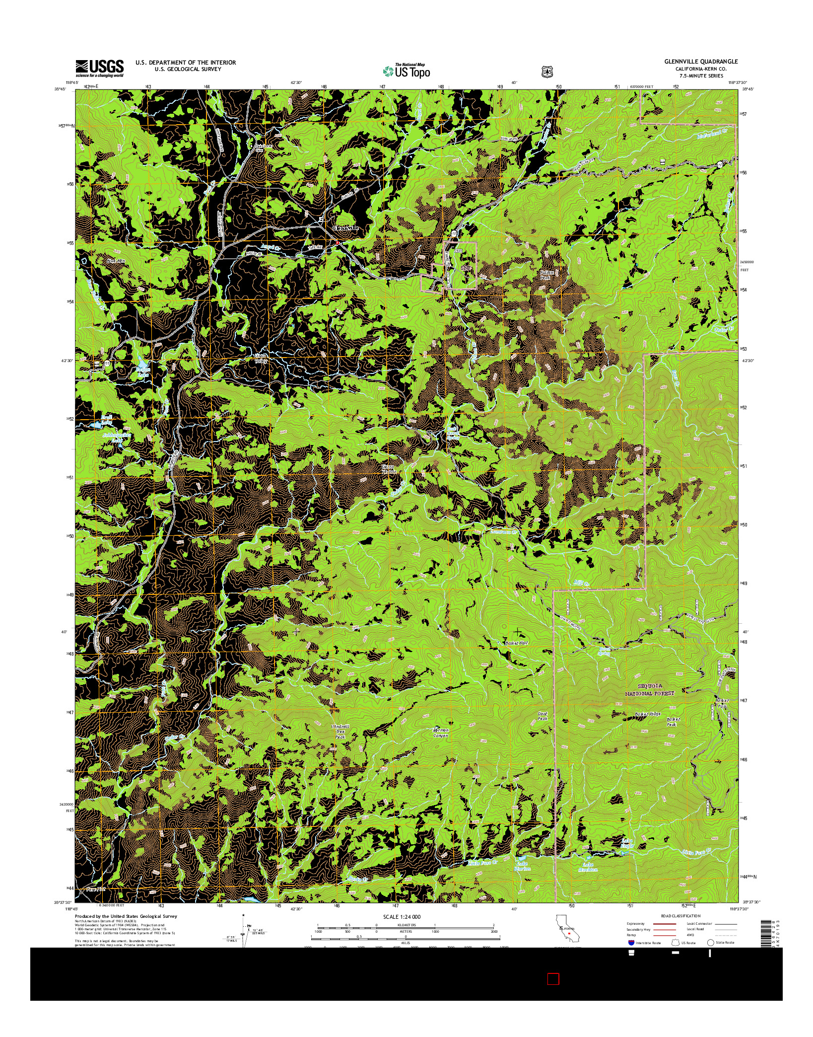 USGS US TOPO 7.5-MINUTE MAP FOR GLENNVILLE, CA 2015