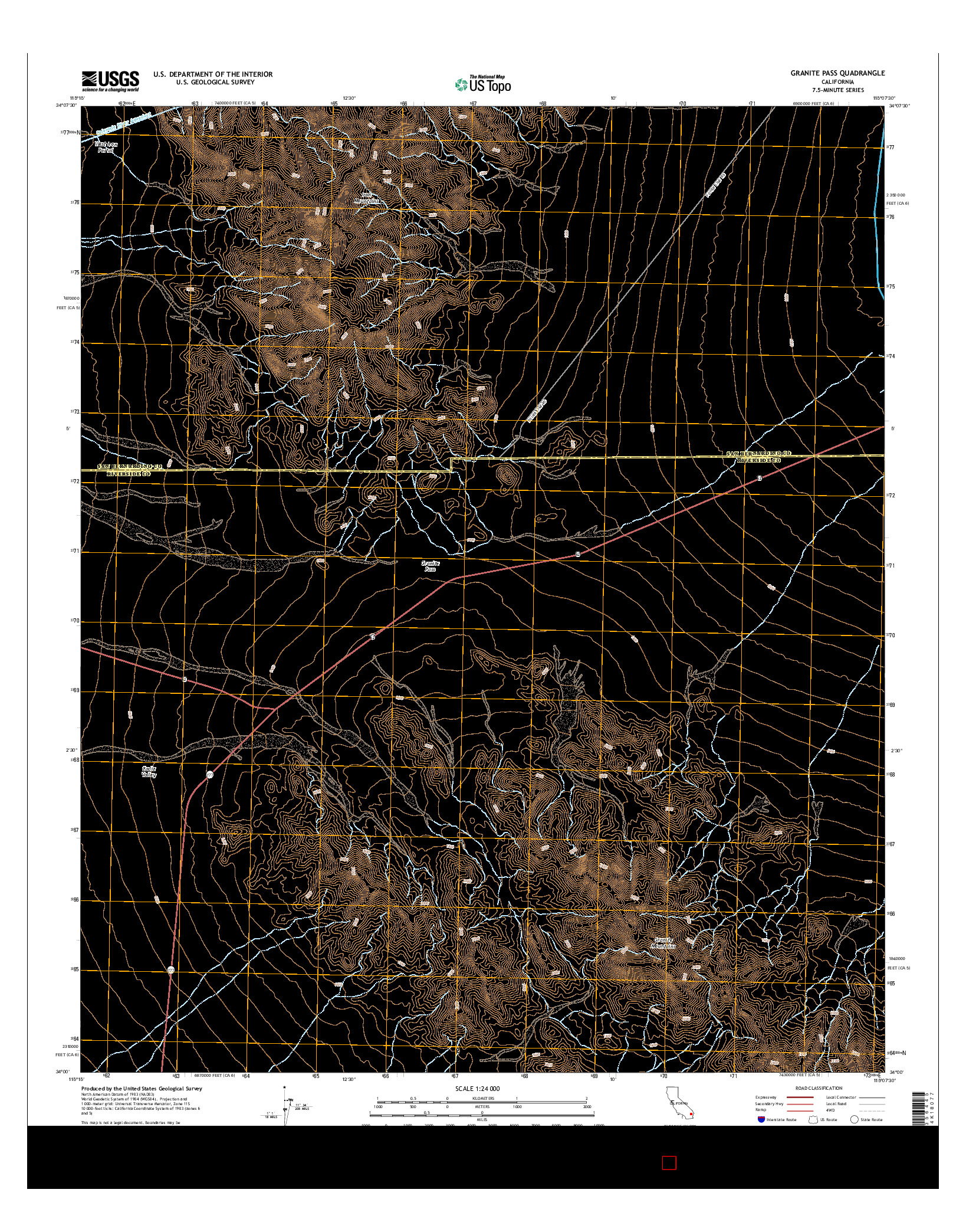 USGS US TOPO 7.5-MINUTE MAP FOR GRANITE PASS, CA 2015