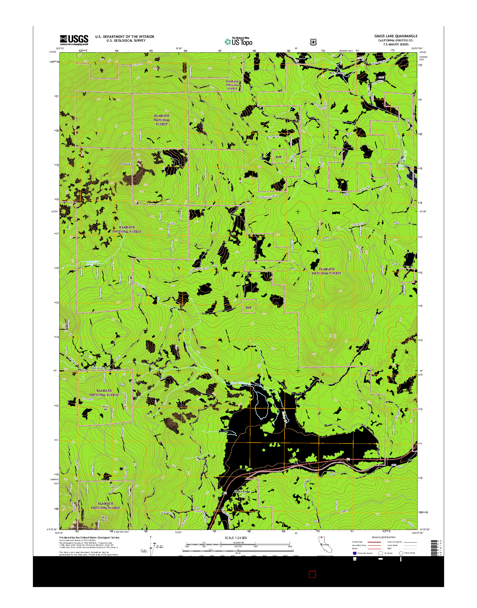 USGS US TOPO 7.5-MINUTE MAP FOR GRASS LAKE, CA 2015