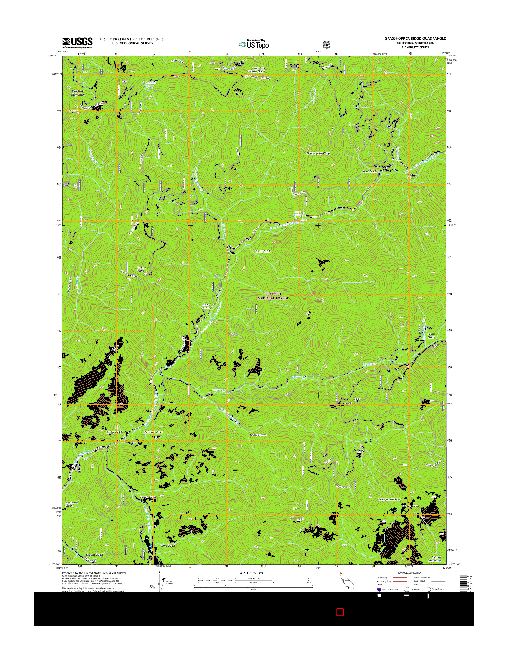 USGS US TOPO 7.5-MINUTE MAP FOR GRASSHOPPER RIDGE, CA 2015