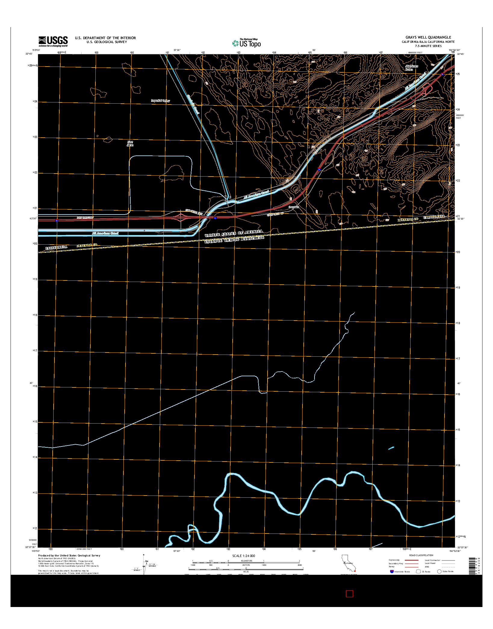 USGS US TOPO 7.5-MINUTE MAP FOR GRAYS WELL, CA-BCN 2015