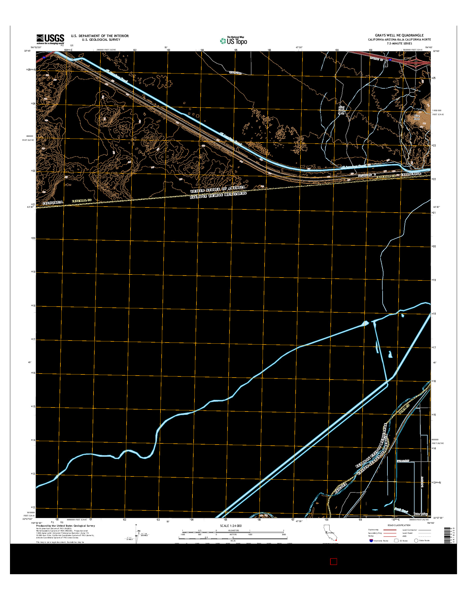 USGS US TOPO 7.5-MINUTE MAP FOR GRAYS WELL NE, CA-AZ-BCN 2015