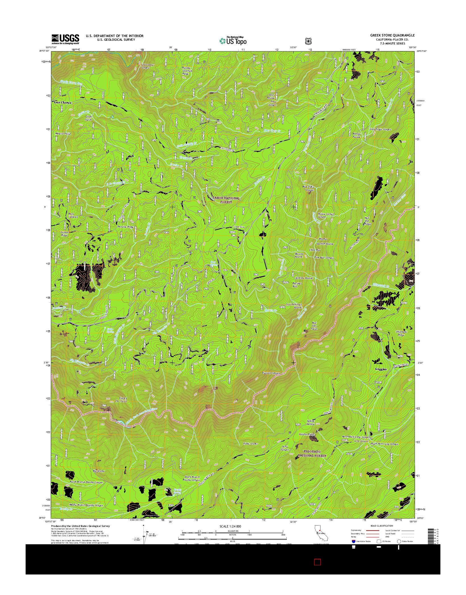 USGS US TOPO 7.5-MINUTE MAP FOR GREEK STORE, CA 2015