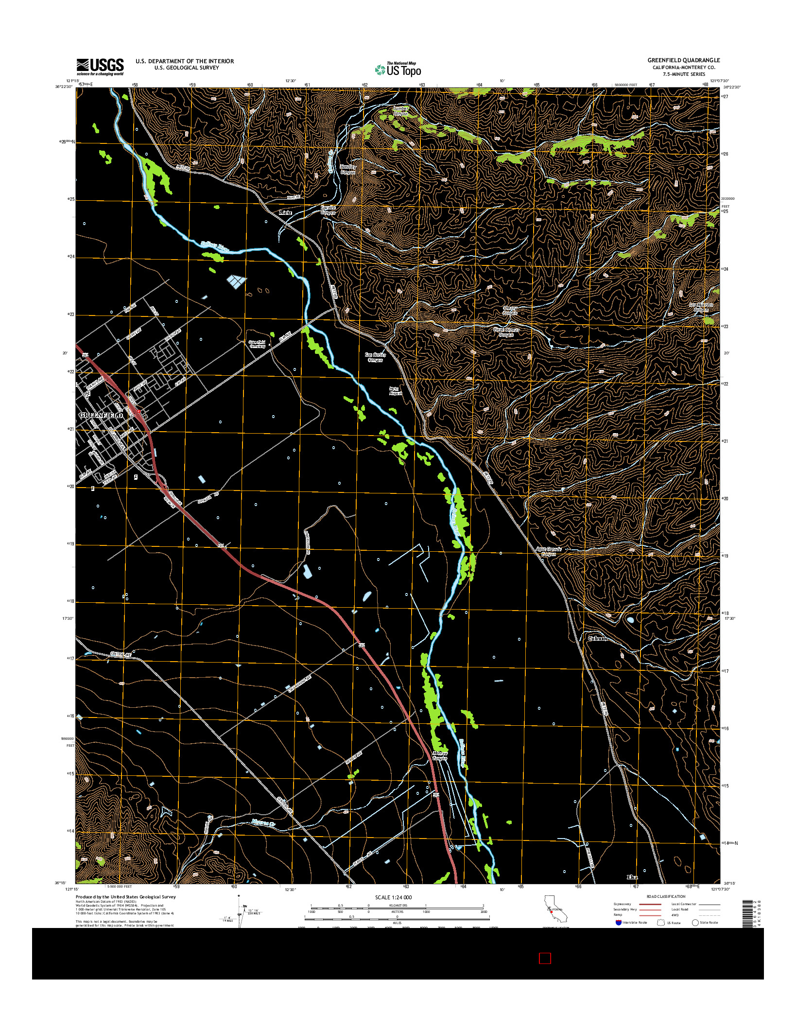 USGS US TOPO 7.5-MINUTE MAP FOR GREENFIELD, CA 2015