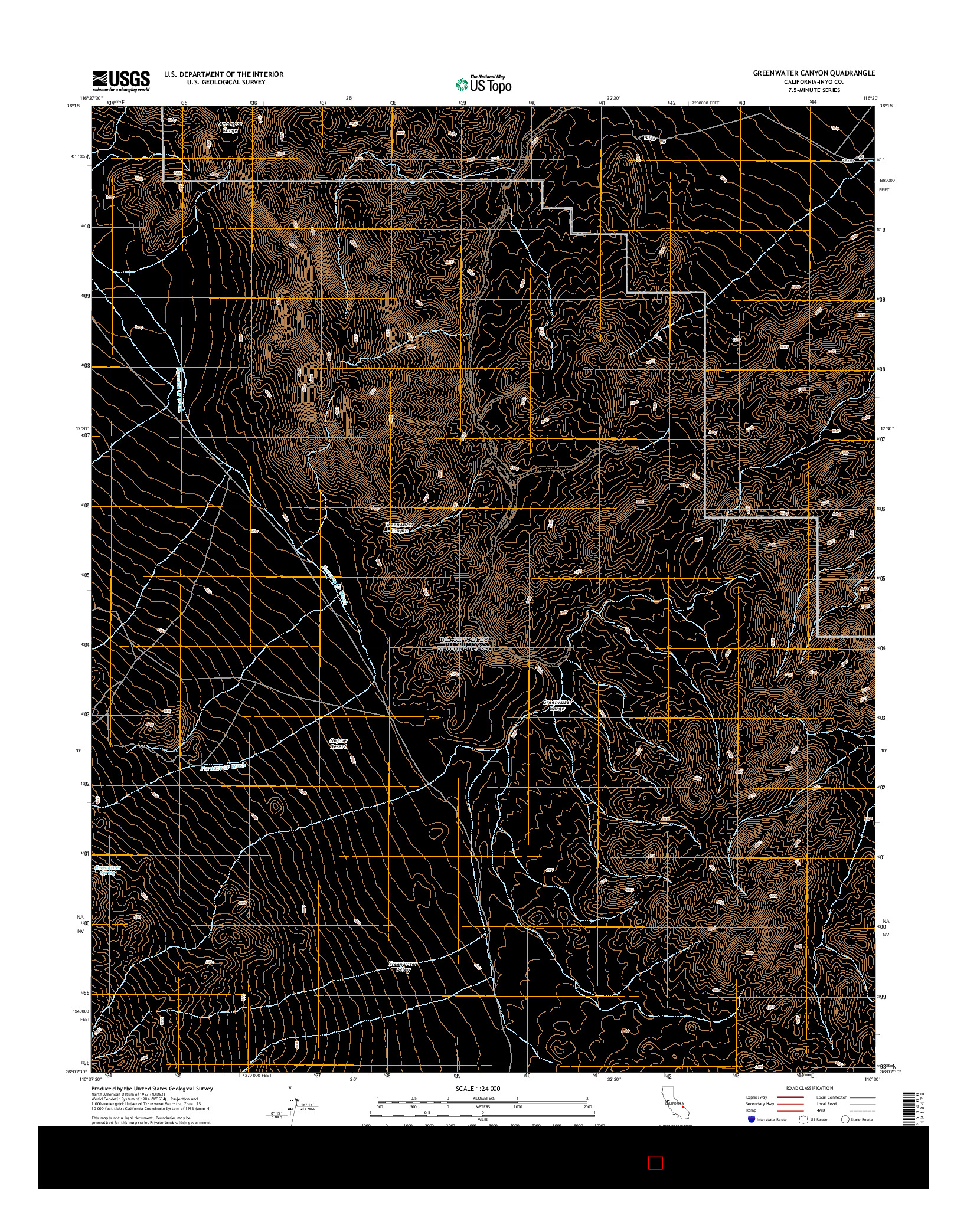 USGS US TOPO 7.5-MINUTE MAP FOR GREENWATER CANYON, CA 2015